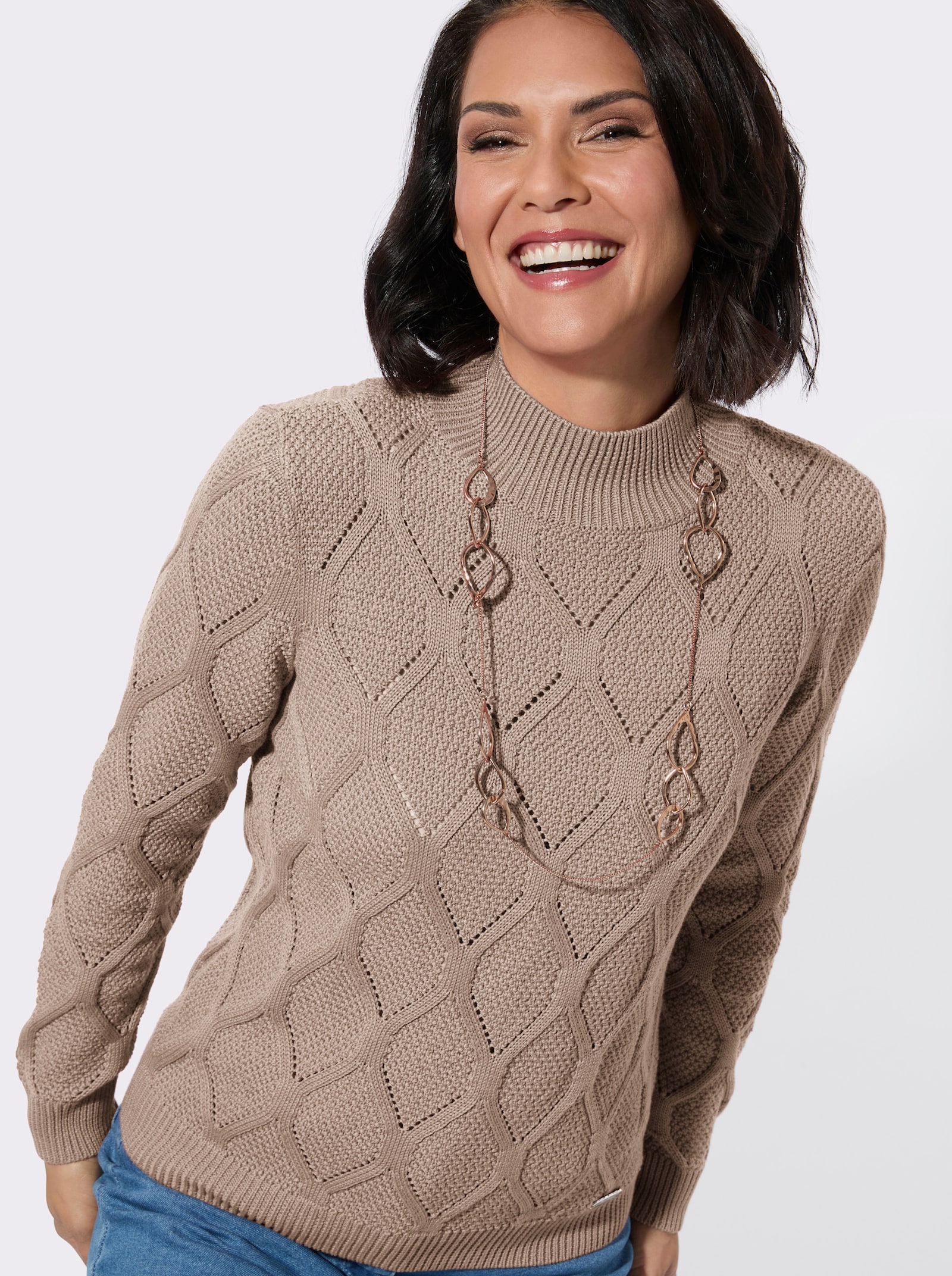 Stehkragenpullover - sesam