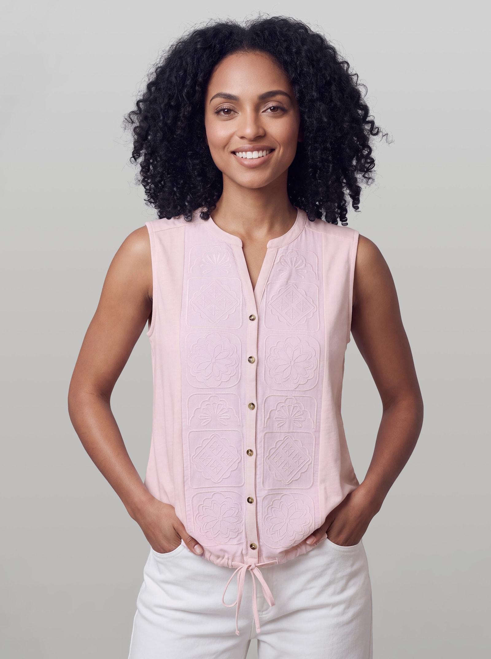 heine Blusenshirt mit Spitzeneinsatz - hellrosé