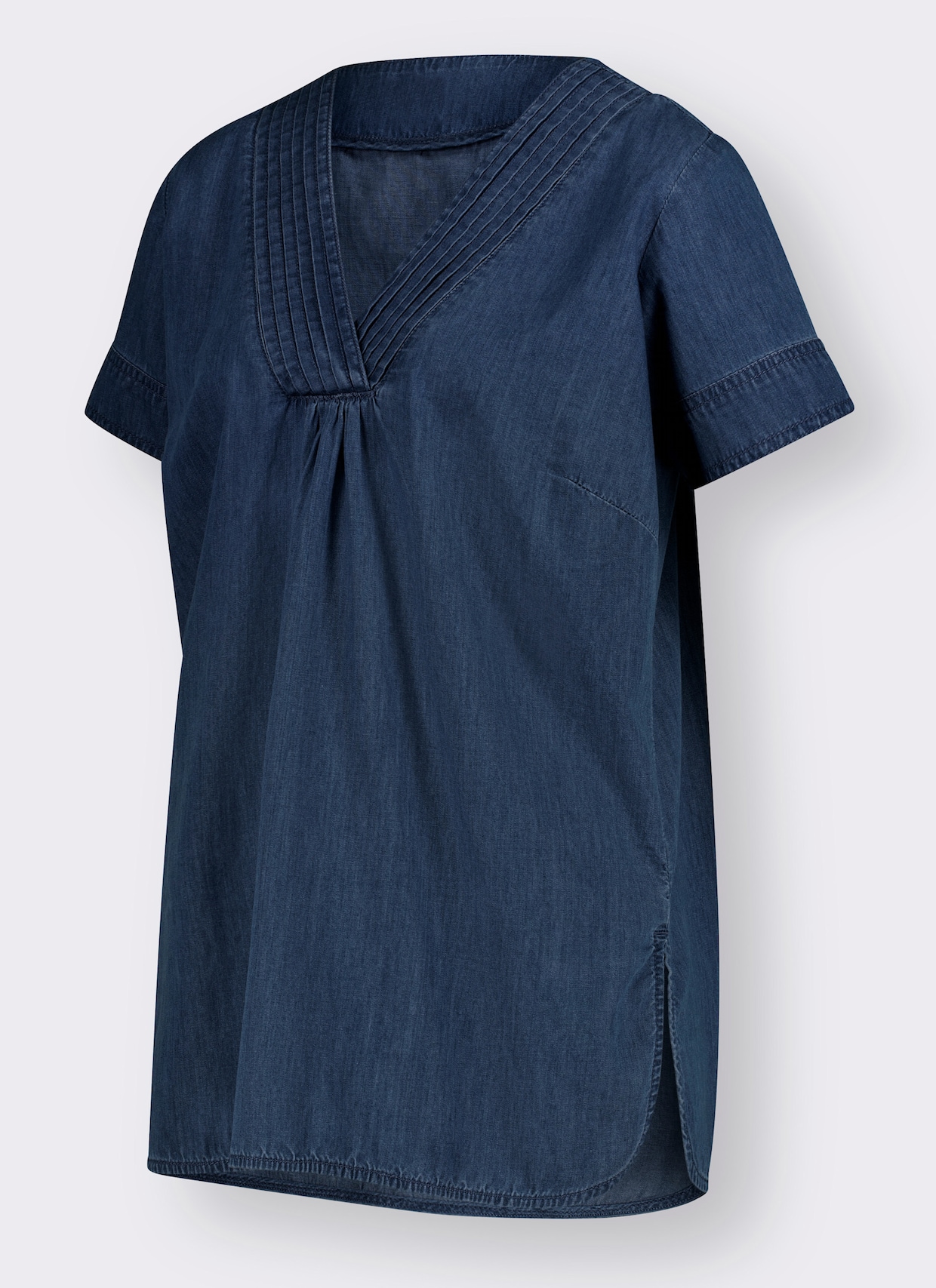 Blouse met korte mouwen - blue-stonewashed