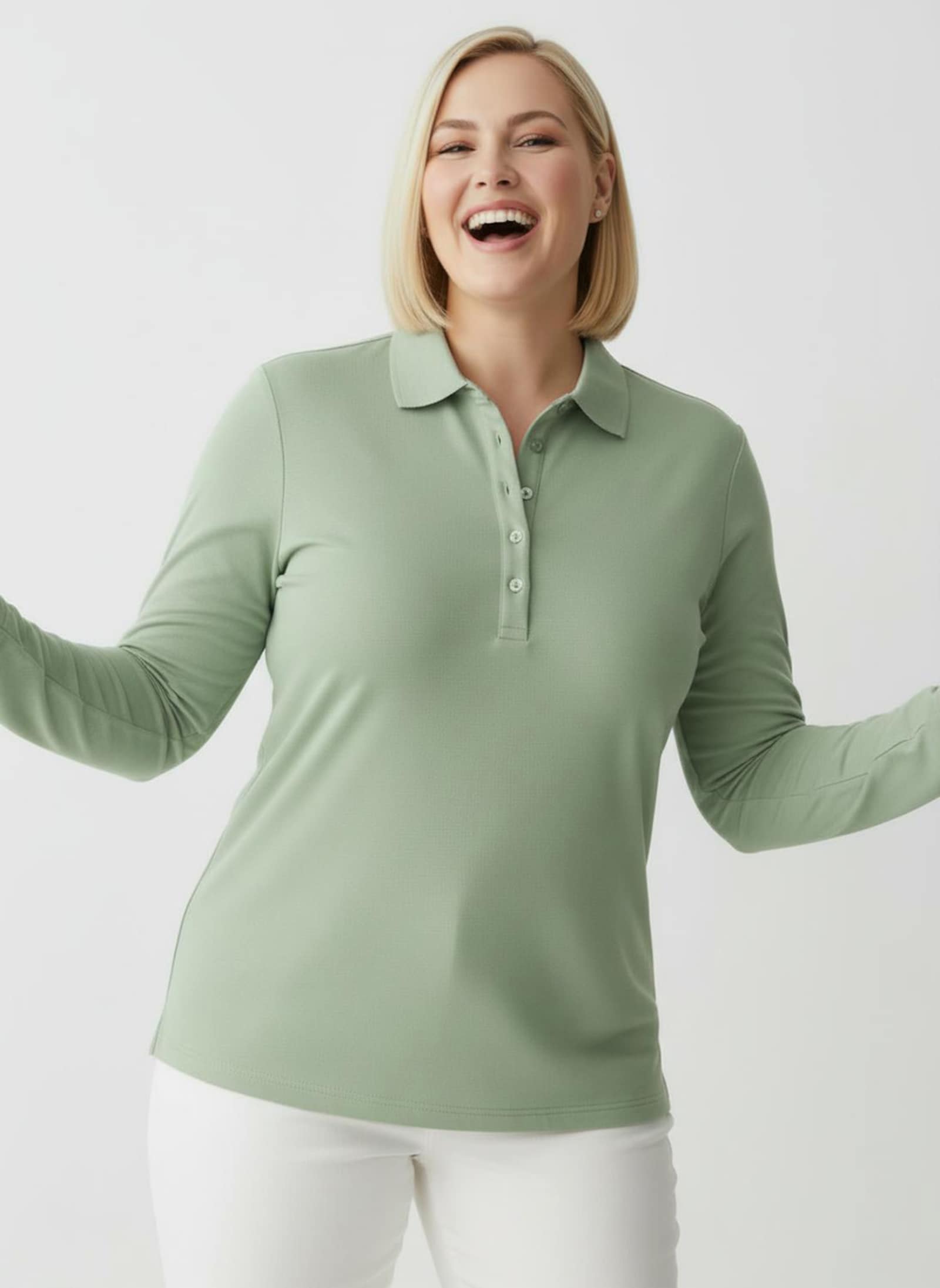 Poloshirt aus Baumwoll-Qualität - eucalyptus