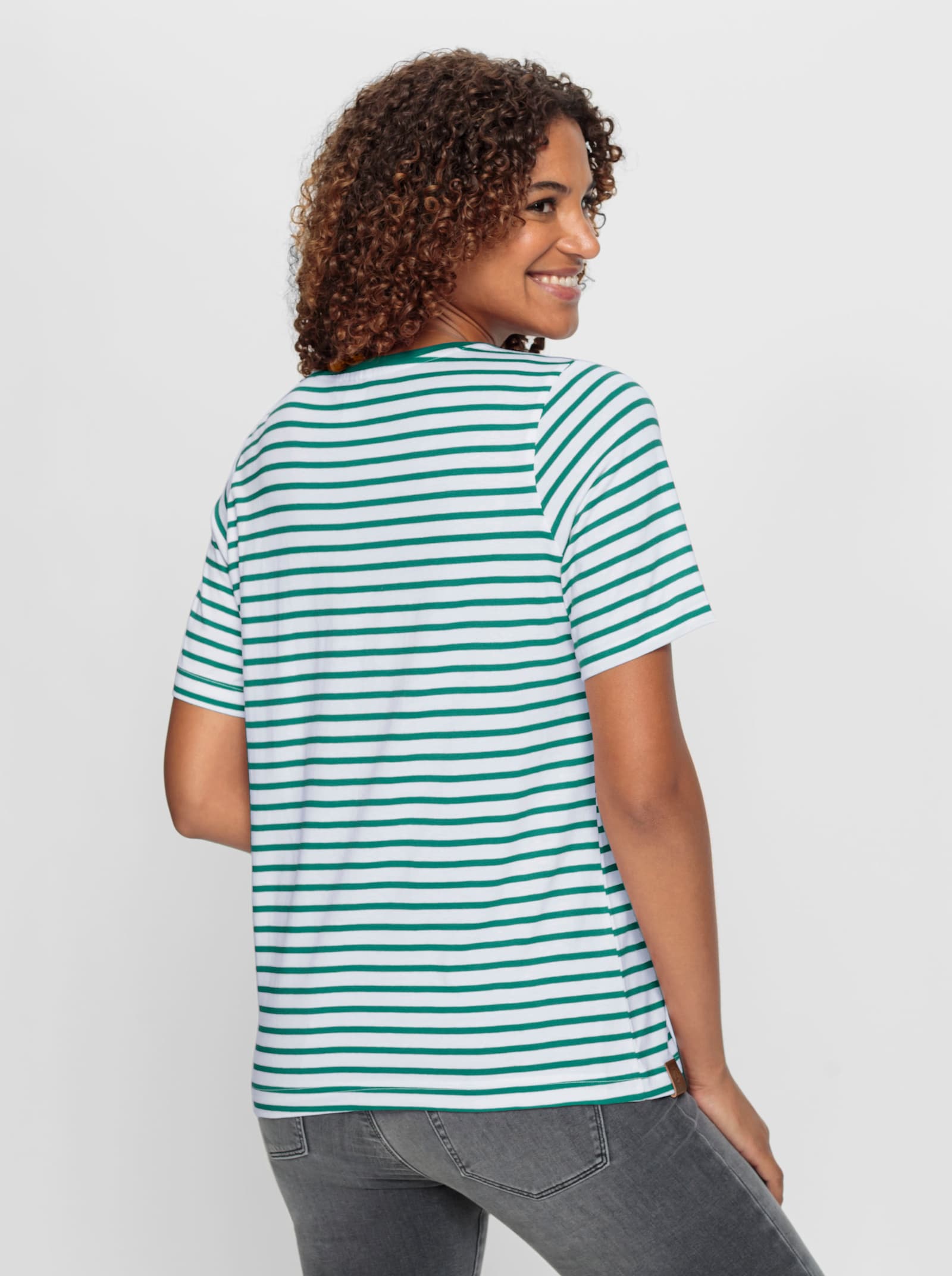 Shirt im Streifenmuster - smaragd-weiß-gestreift