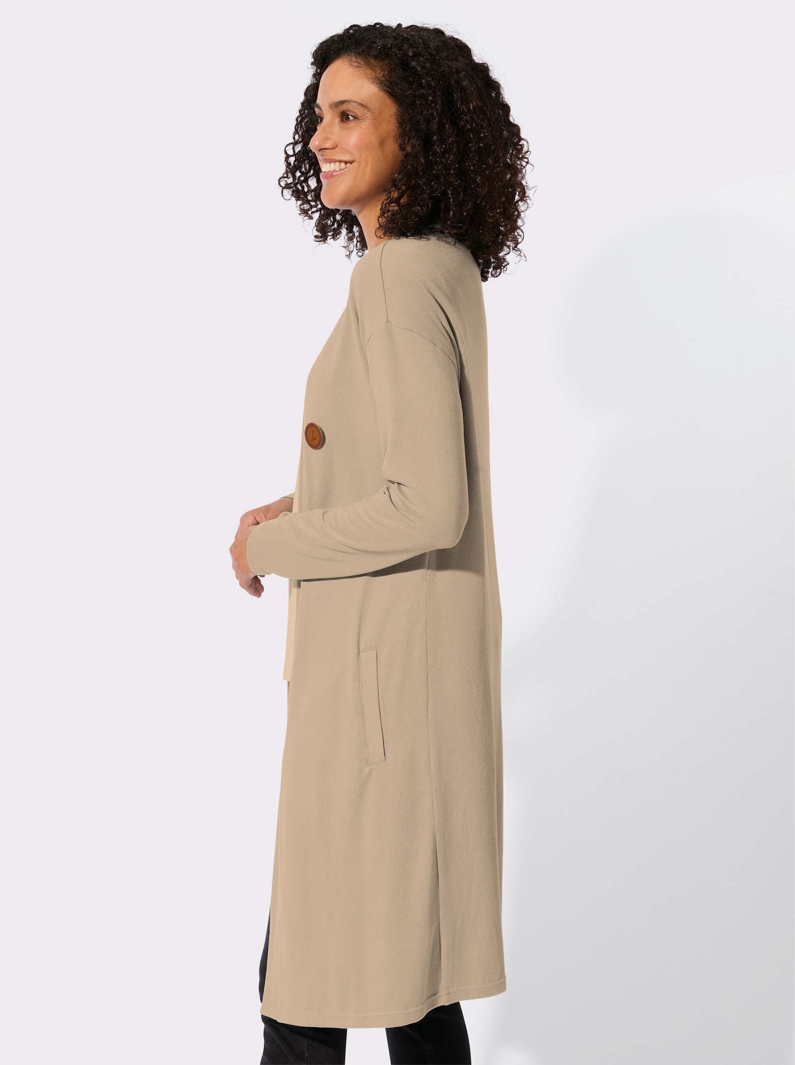 Shirtjacke in offener Form - beige