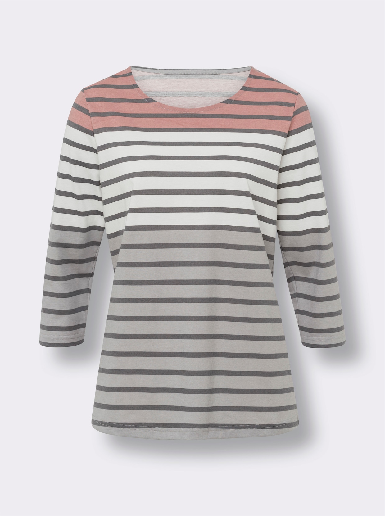 Streepjesshirt - rozenhout/grijs gestreept