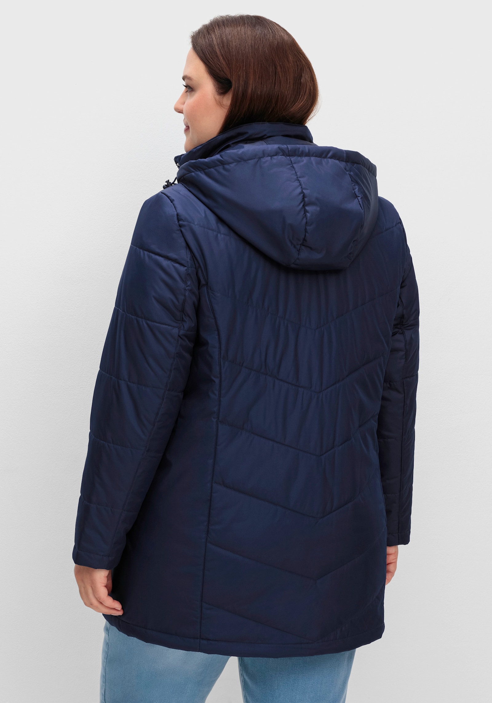 Longjacke mit abnehmbarer Kapuze - marine
