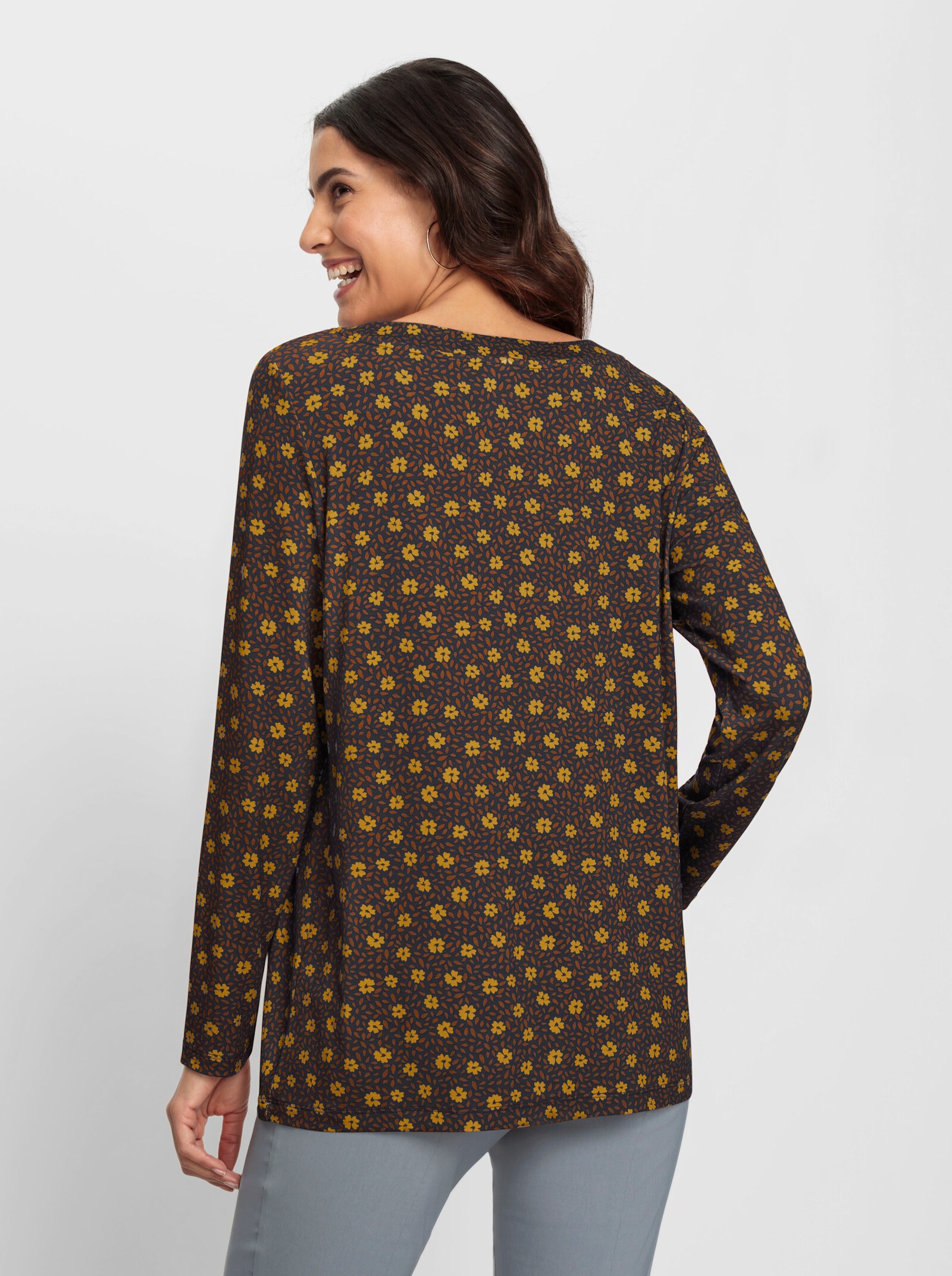 Tunique à la coupe évasée - graphite-ocre imprimé