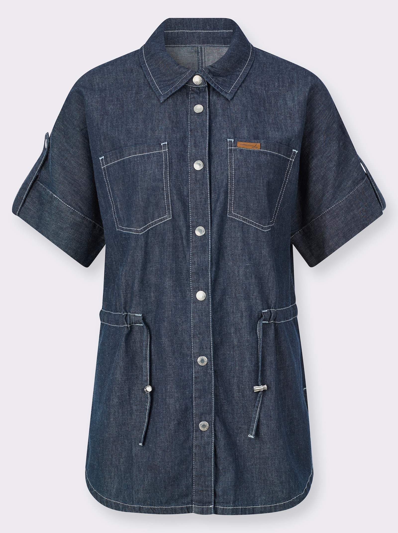 Jeansbluse mit regulierbarem Taillen-Kordelzug - dark blue