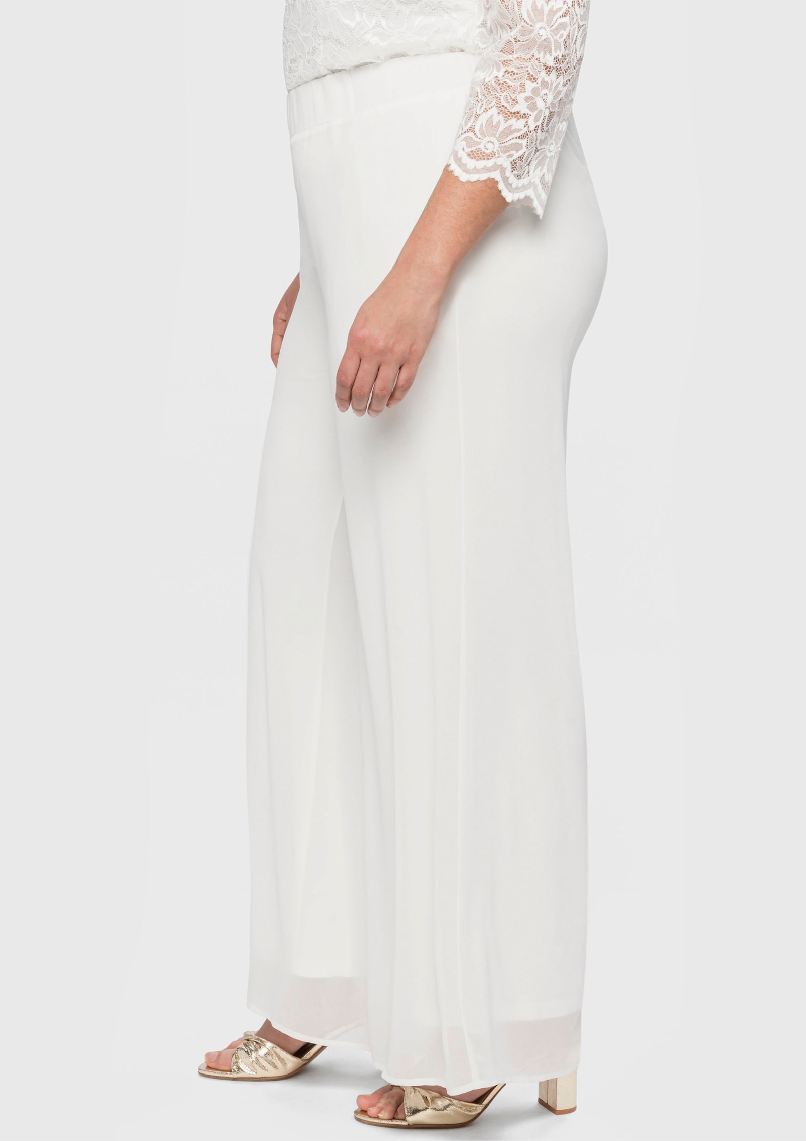 sheego Palazzohose aus Chiffon, im Lagenlook - offwhite