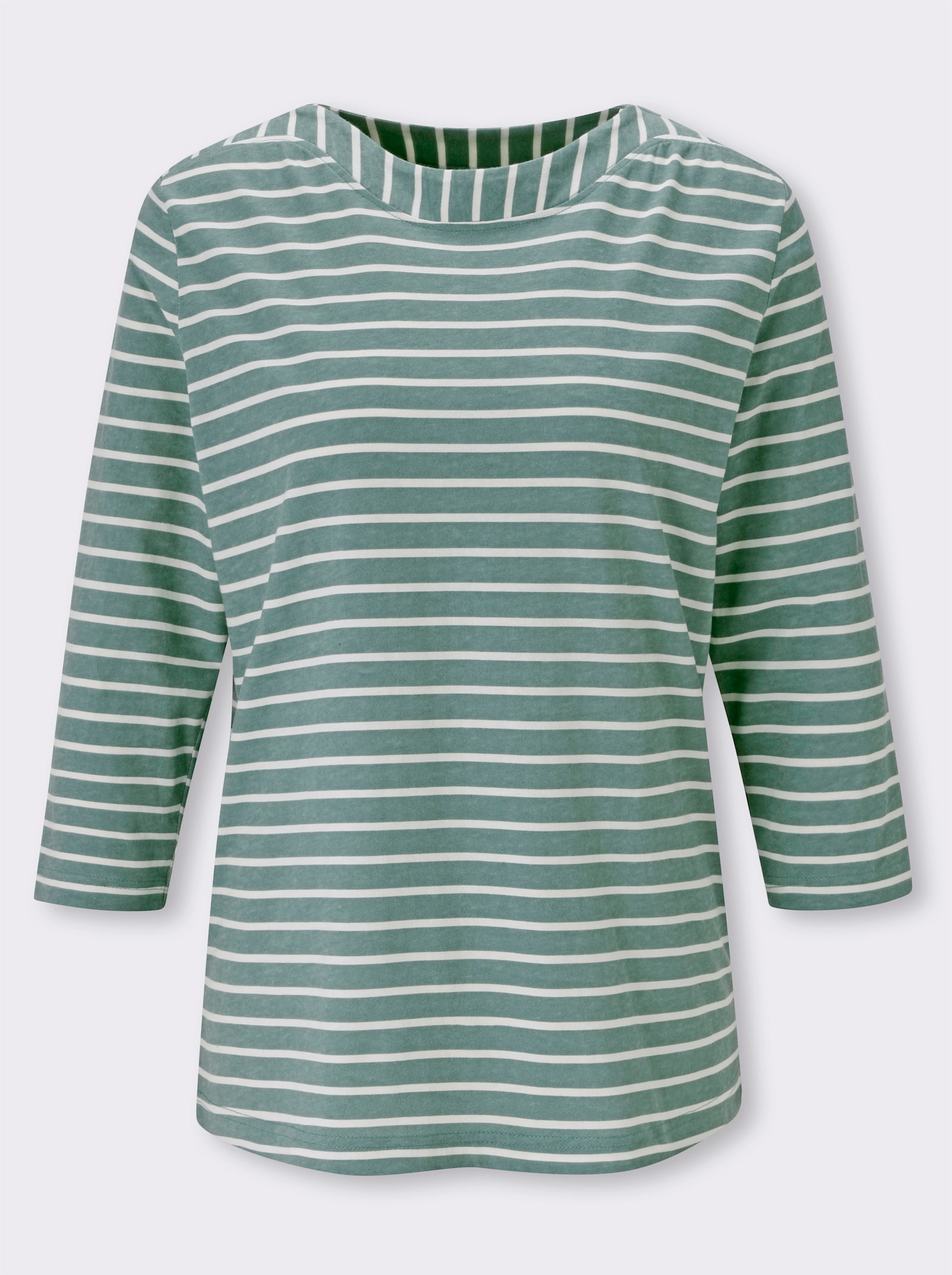 3/4-Arm-Shirt im Ringel-Dessin - jade-ecru-geringelt