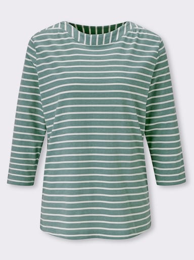 3/4-Arm-Shirt im Ringel-Dessin - jade-ecru-geringelt