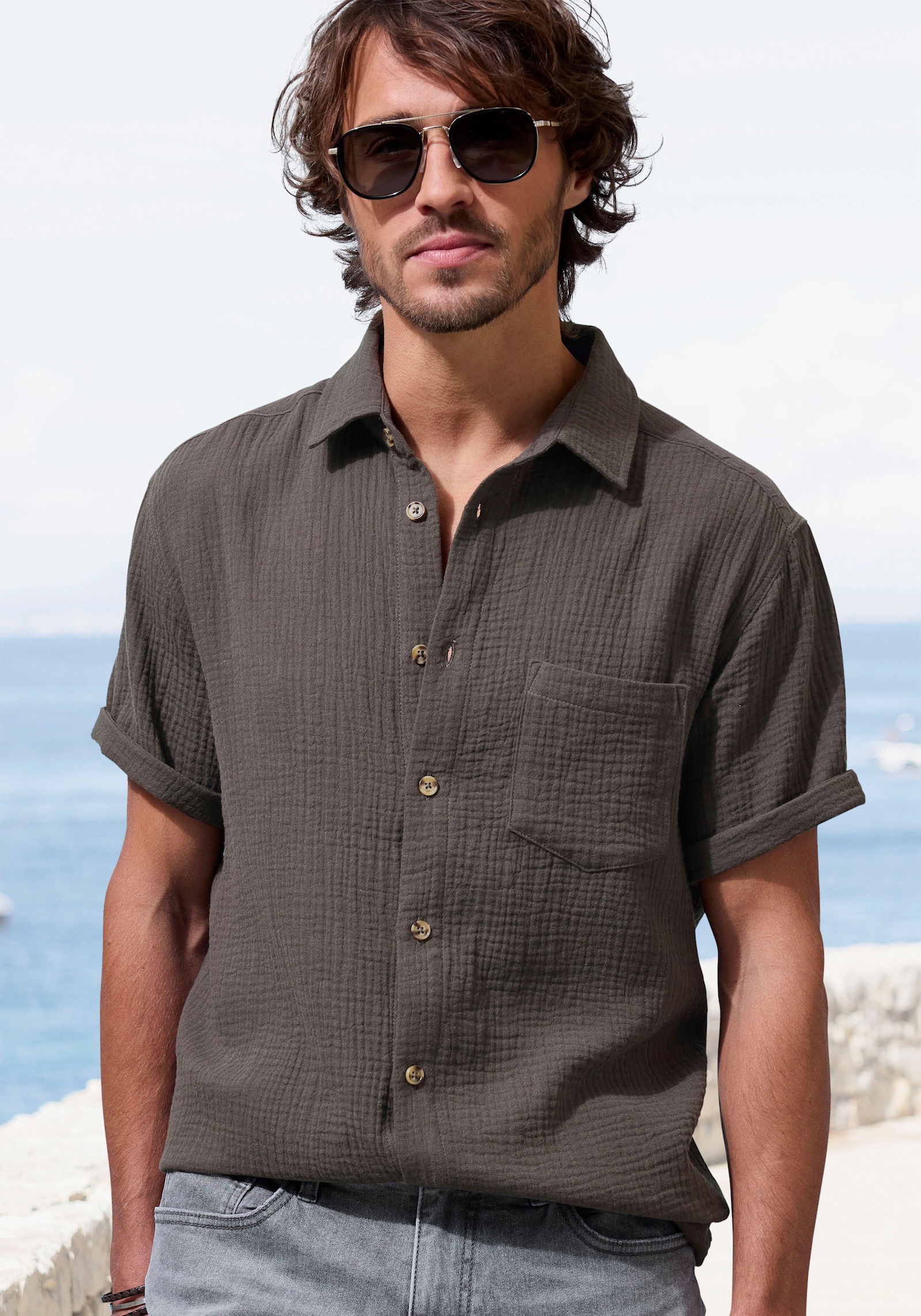 Beachtime Kurzarmhemd - anthrazit