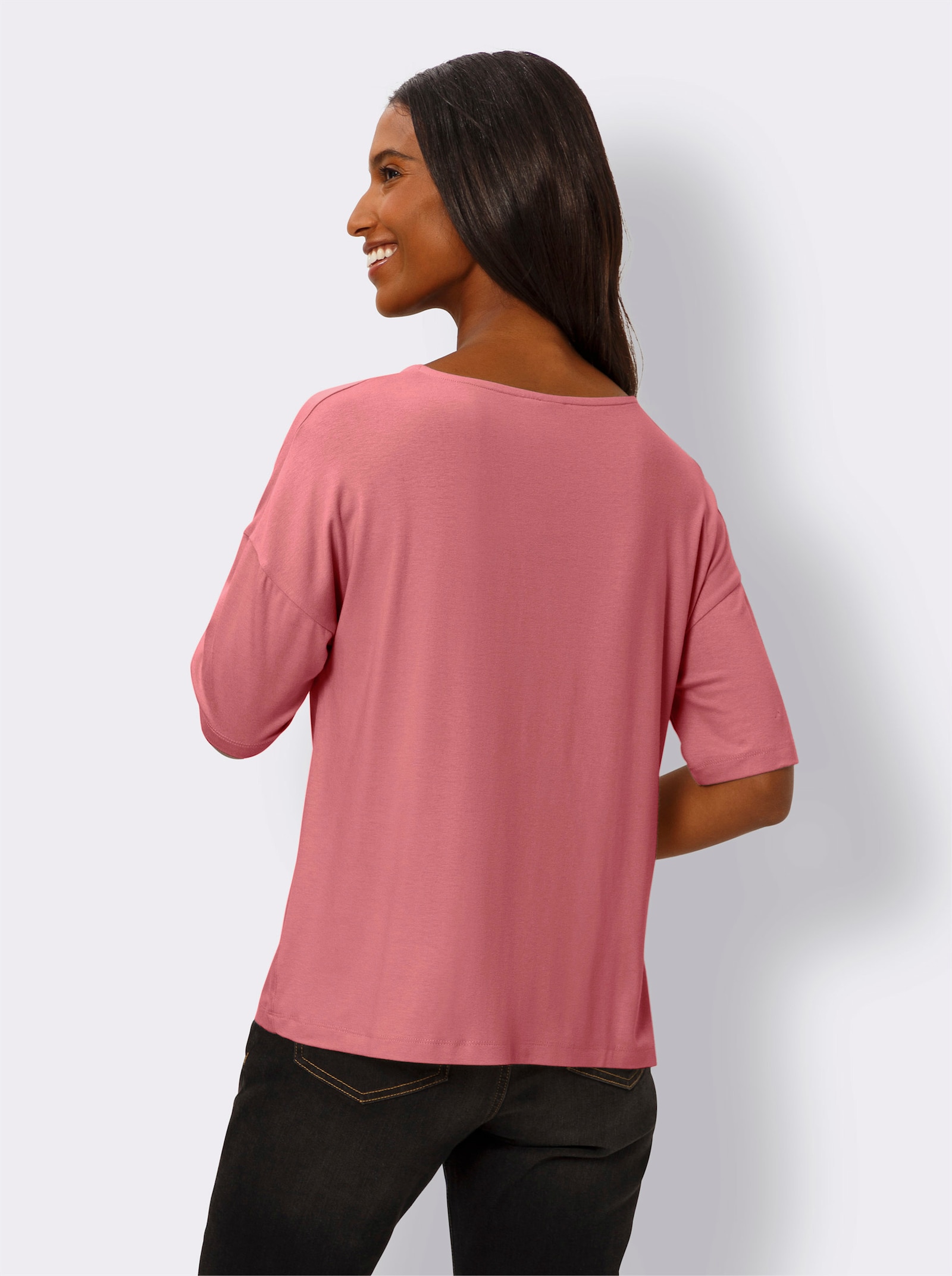 heine Kurzarmshirt mit Knoten-Optik - flamingo