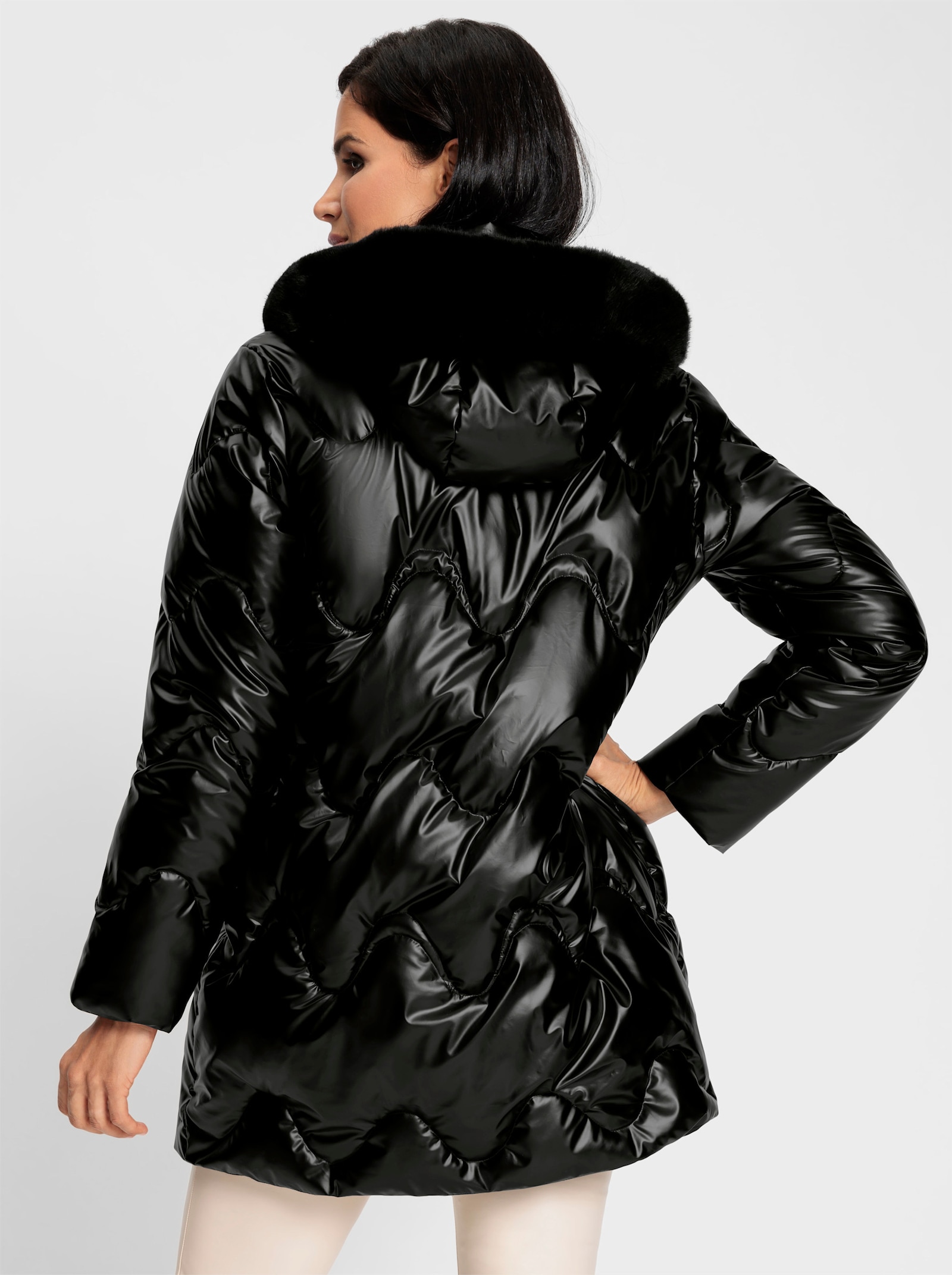 heine Steppmantel mit abnehmbarer Kapuze - schwarz