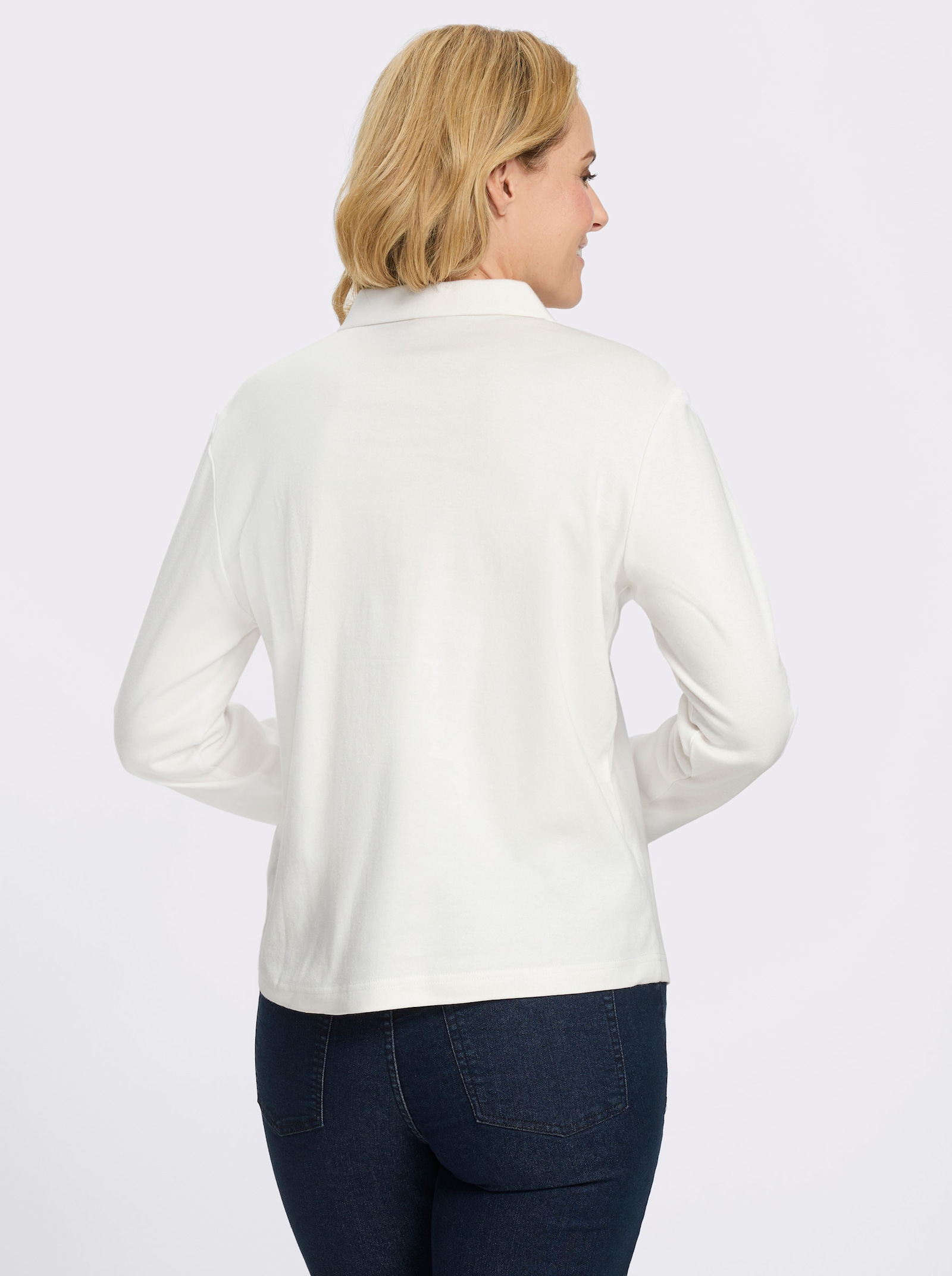 Langarmshirt mit Knöpfen in Horn-Optik - ecru