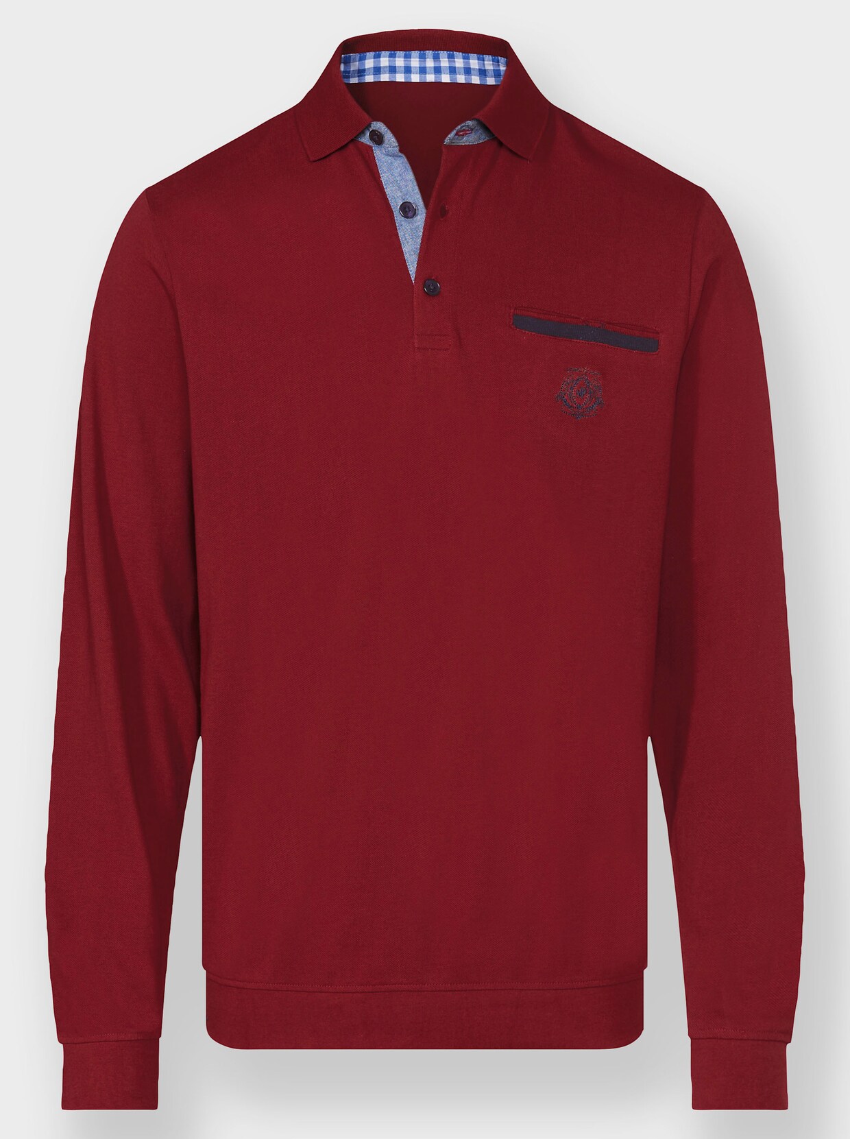 Marco Donati Poloshirt met lange mouwen - donkerrood/marine
