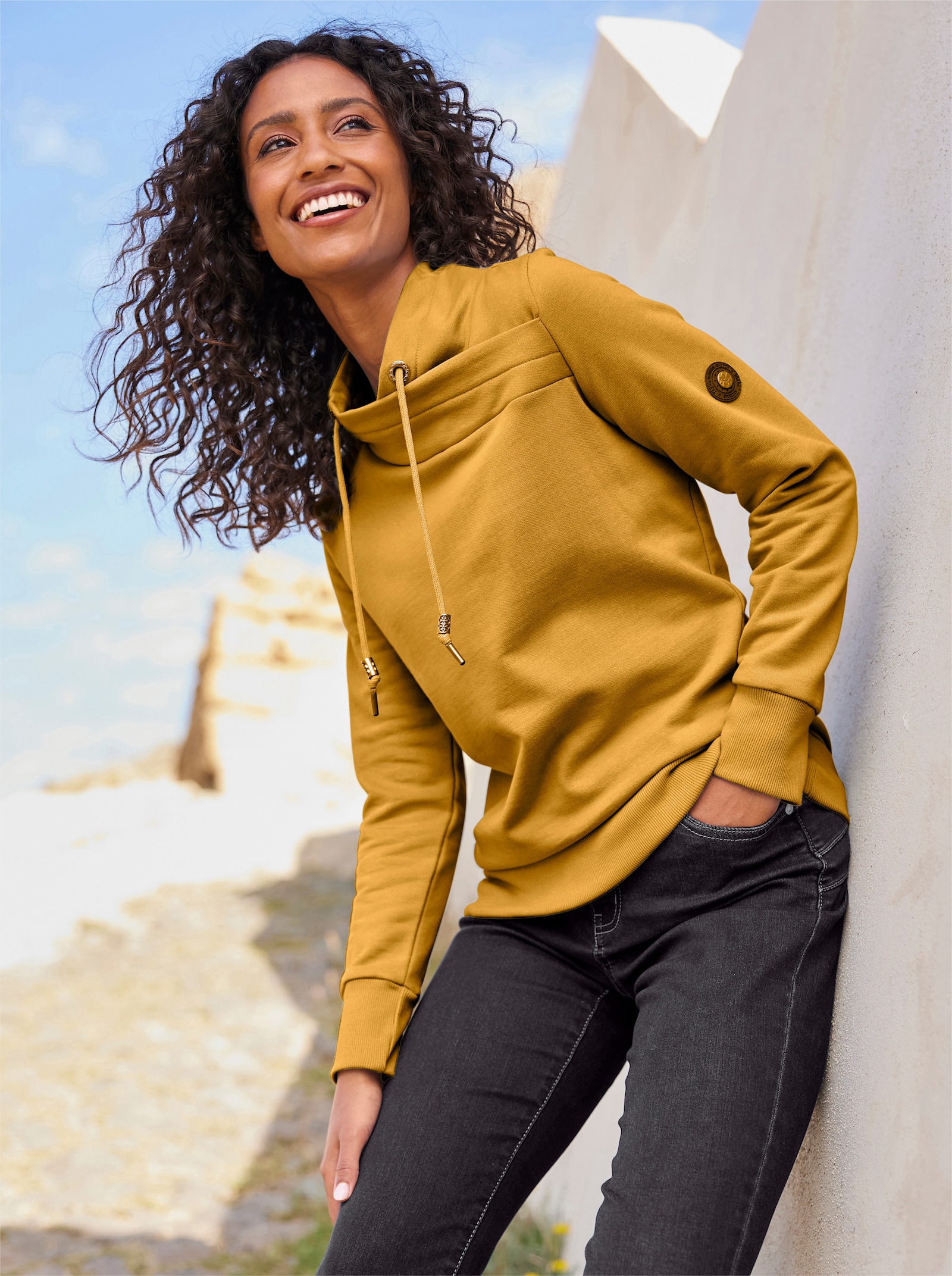 heine Sweatshirt met warme binnenzijde - oker