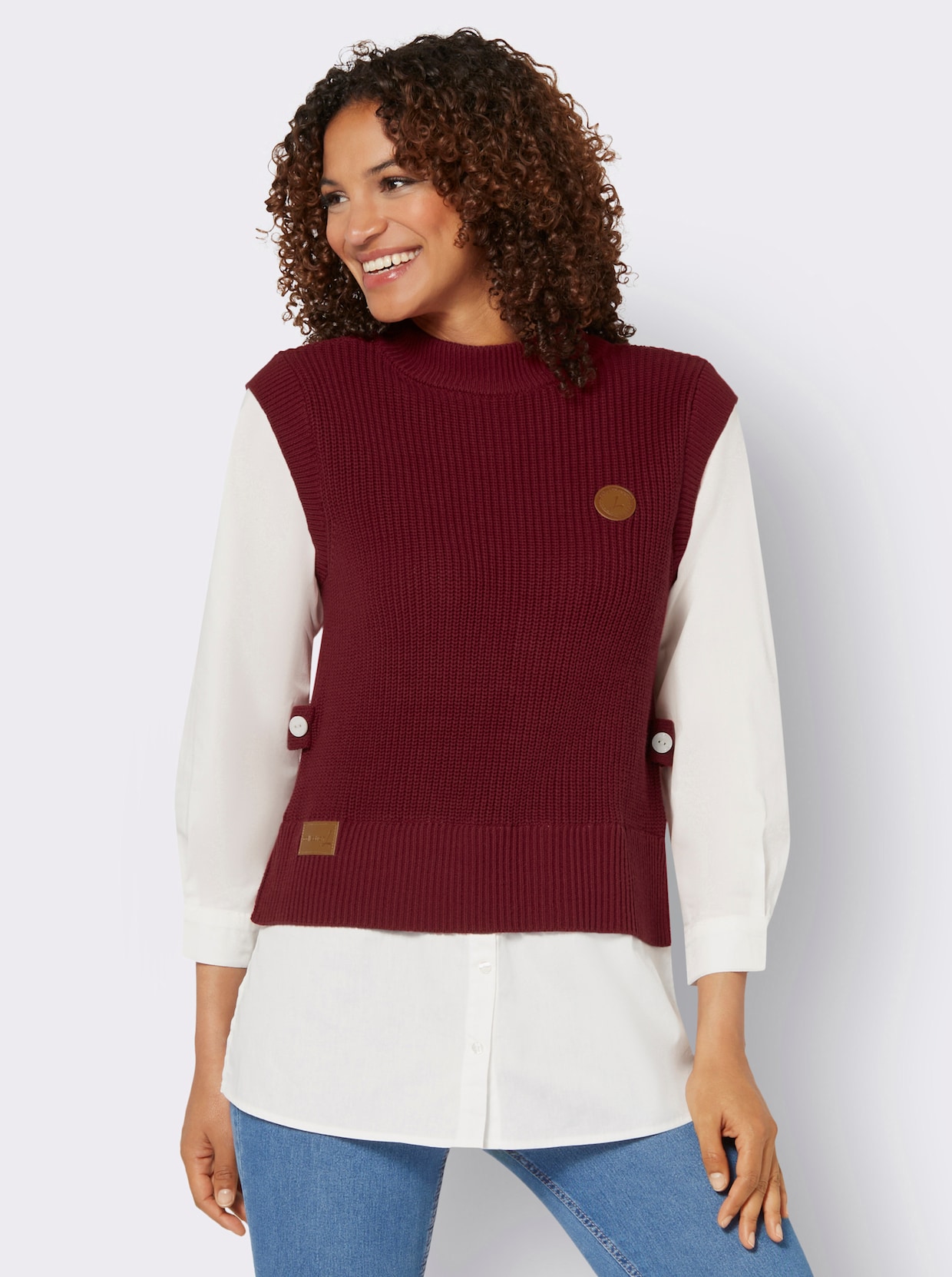 2-in-1-Pullover - dunkelrot