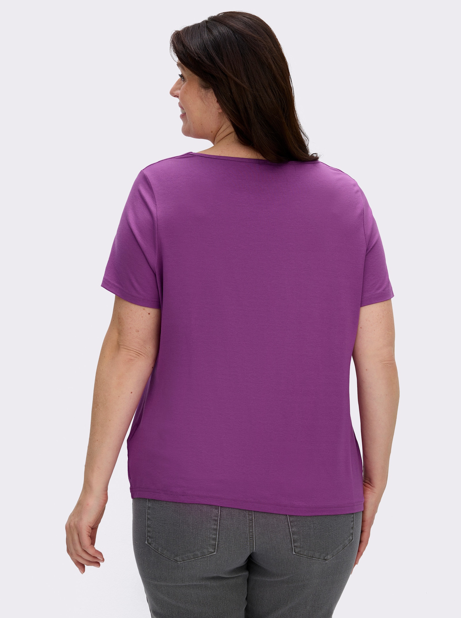 Wasserfallshirt mit kurzen Ärmeln - violett