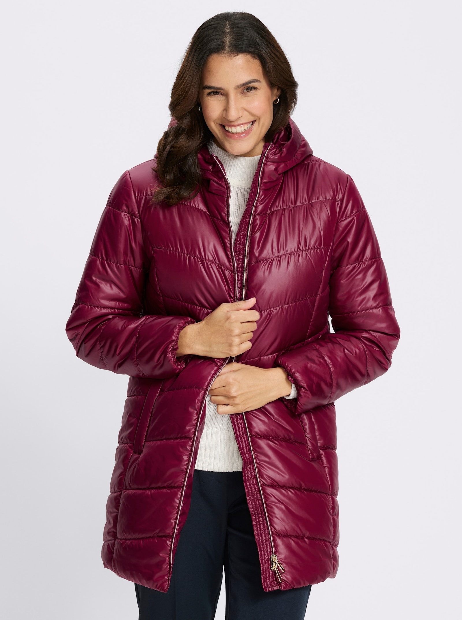 Longjacke mit Steppmuster - bordeaux