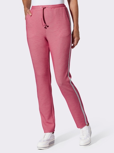 Schlupfhose mit silberfarbenen Galonstreifen - pink-gemustert