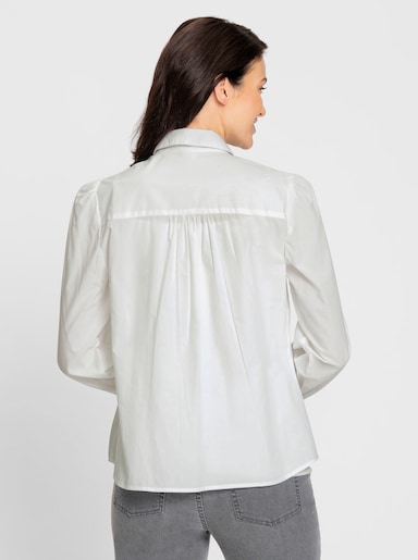 Baumwollbluse mit Stickereien - weiß