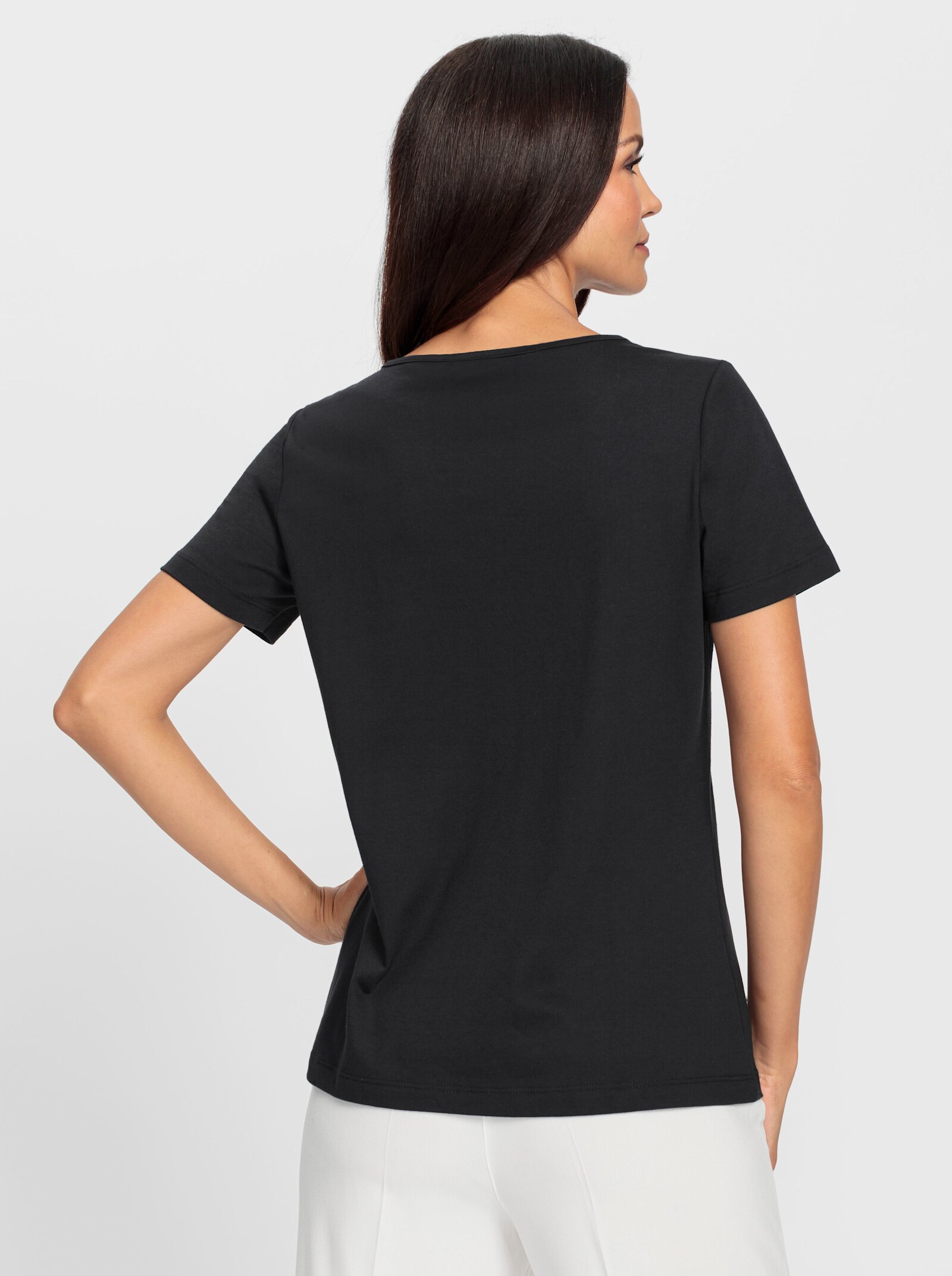 heine Kurzarmshirt mit Cut-outs - schwarz