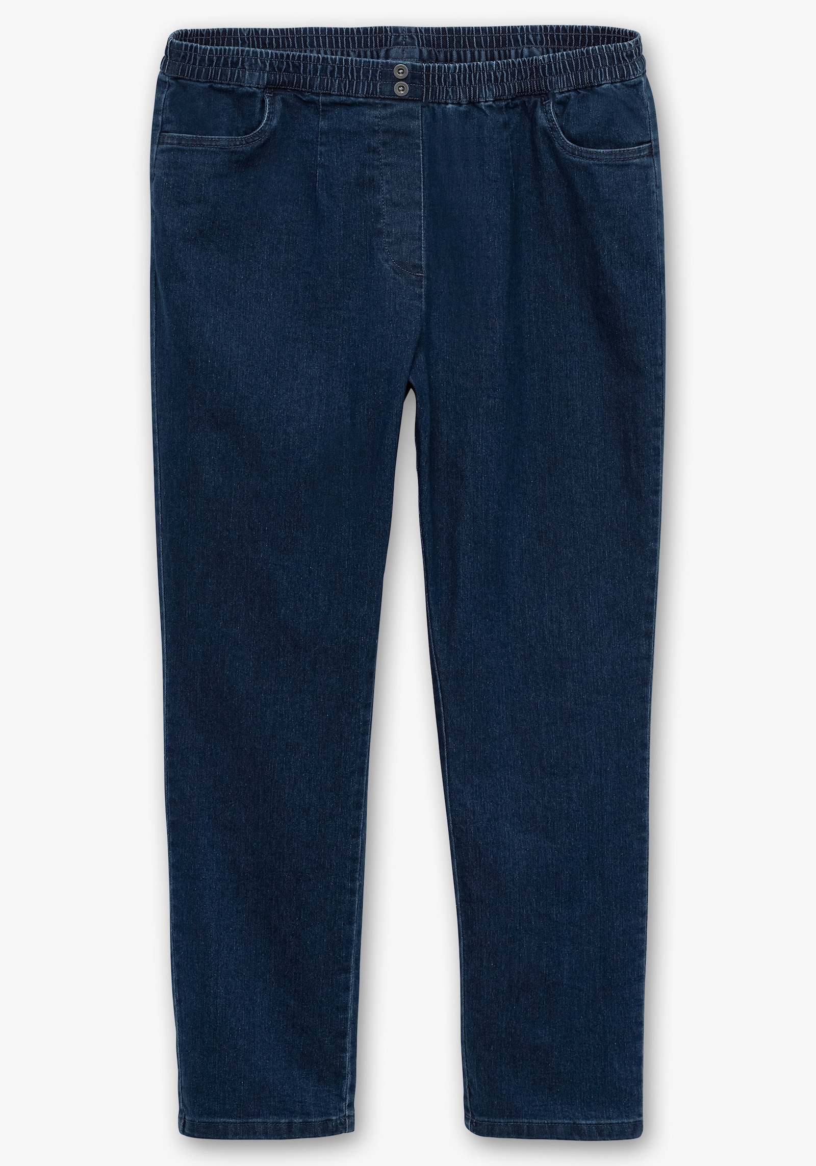 Schlupfjeans mit imitierter Reißverschluss-Blende - blue-stone-washed