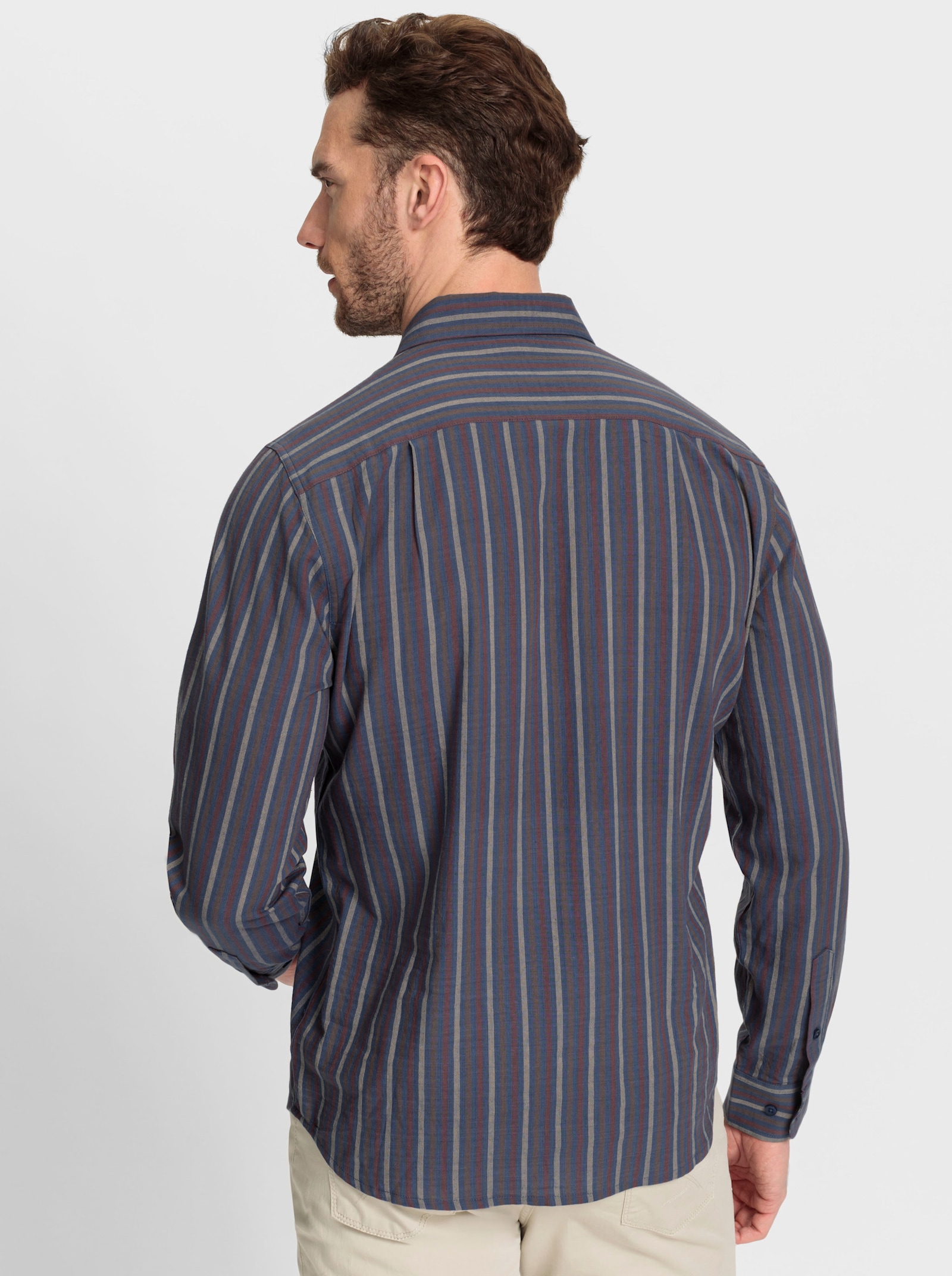 Catamaran Långärmad skjorta med garnfärgat randmönster - rökblå, randig