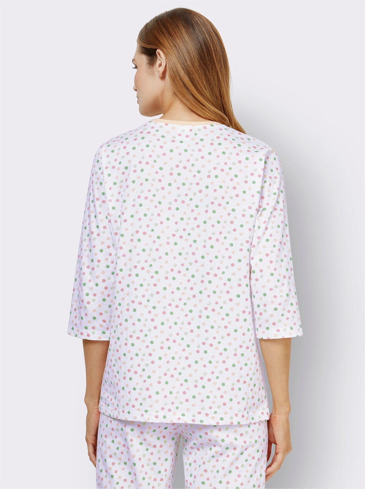 wäschepur Pyjama-Shirt - wit gestippeld