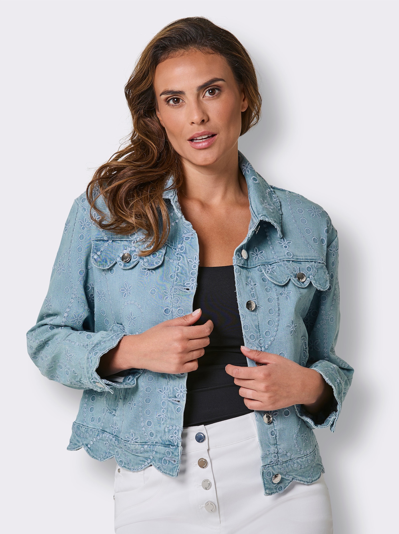 CREATION L PREMIUM Jeansjacke mit Stickerei - blue-bleached