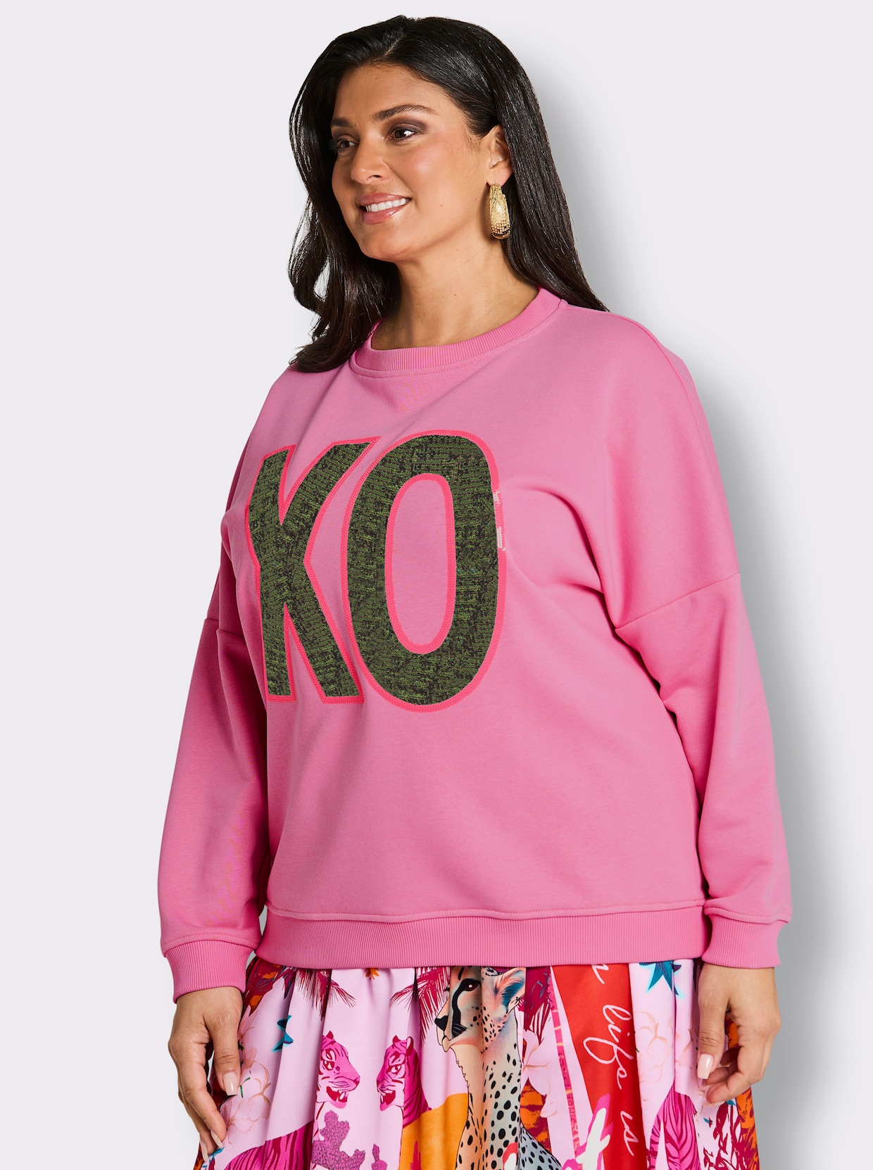 sheego loves miss goodlife Sweatshirt mit Front- und Rückenprint - altrosa-pink-bedruckt