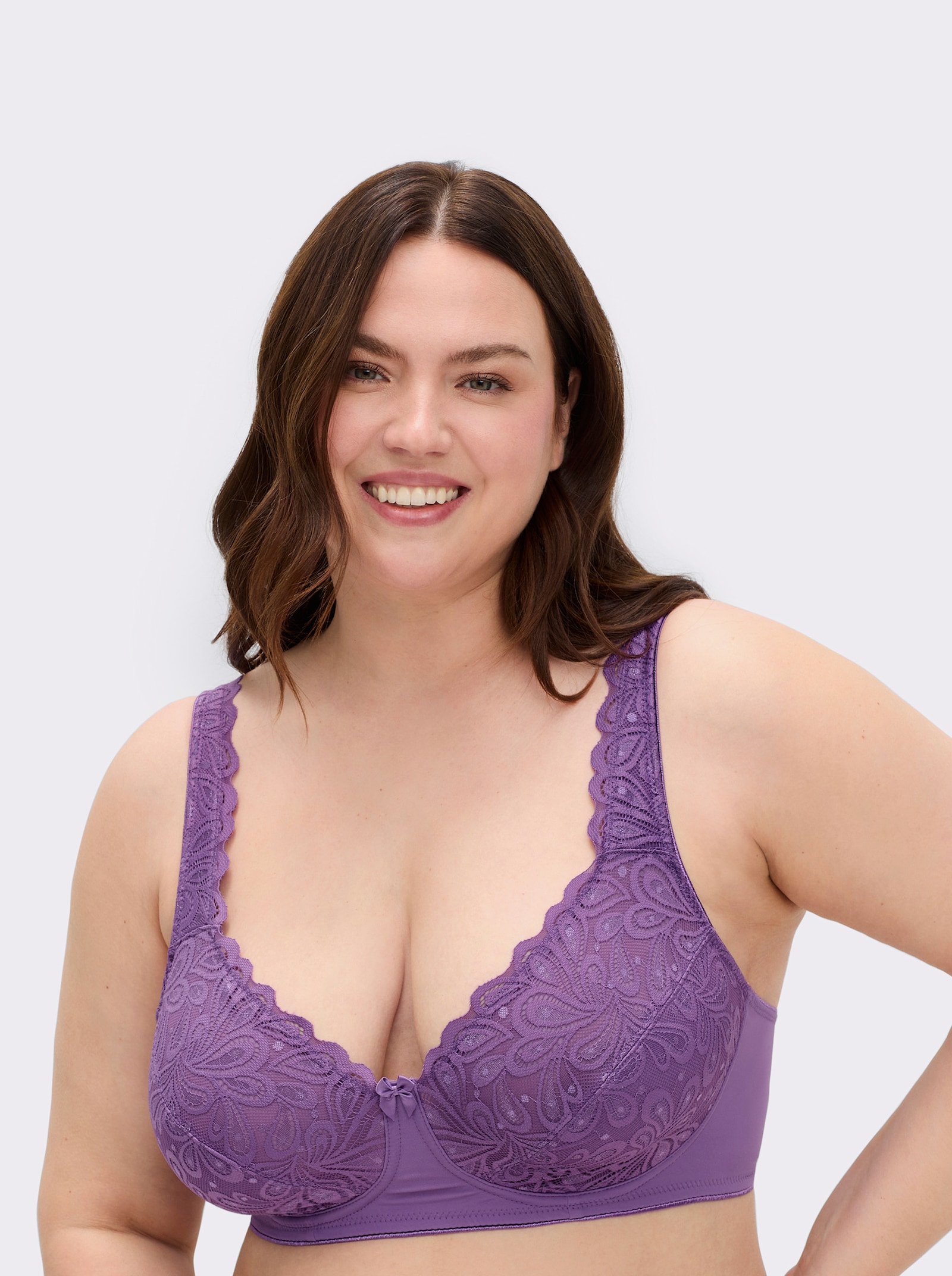 wäschepur Komfort-BH ohne Bügel mit Spitzen-Verzierung - lila
