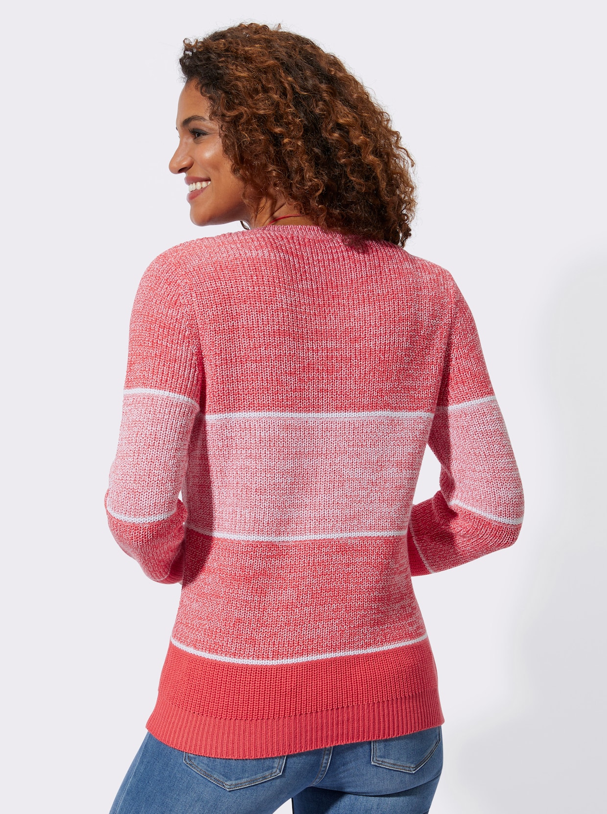 Pullover - langoustine/wit gemêleerd