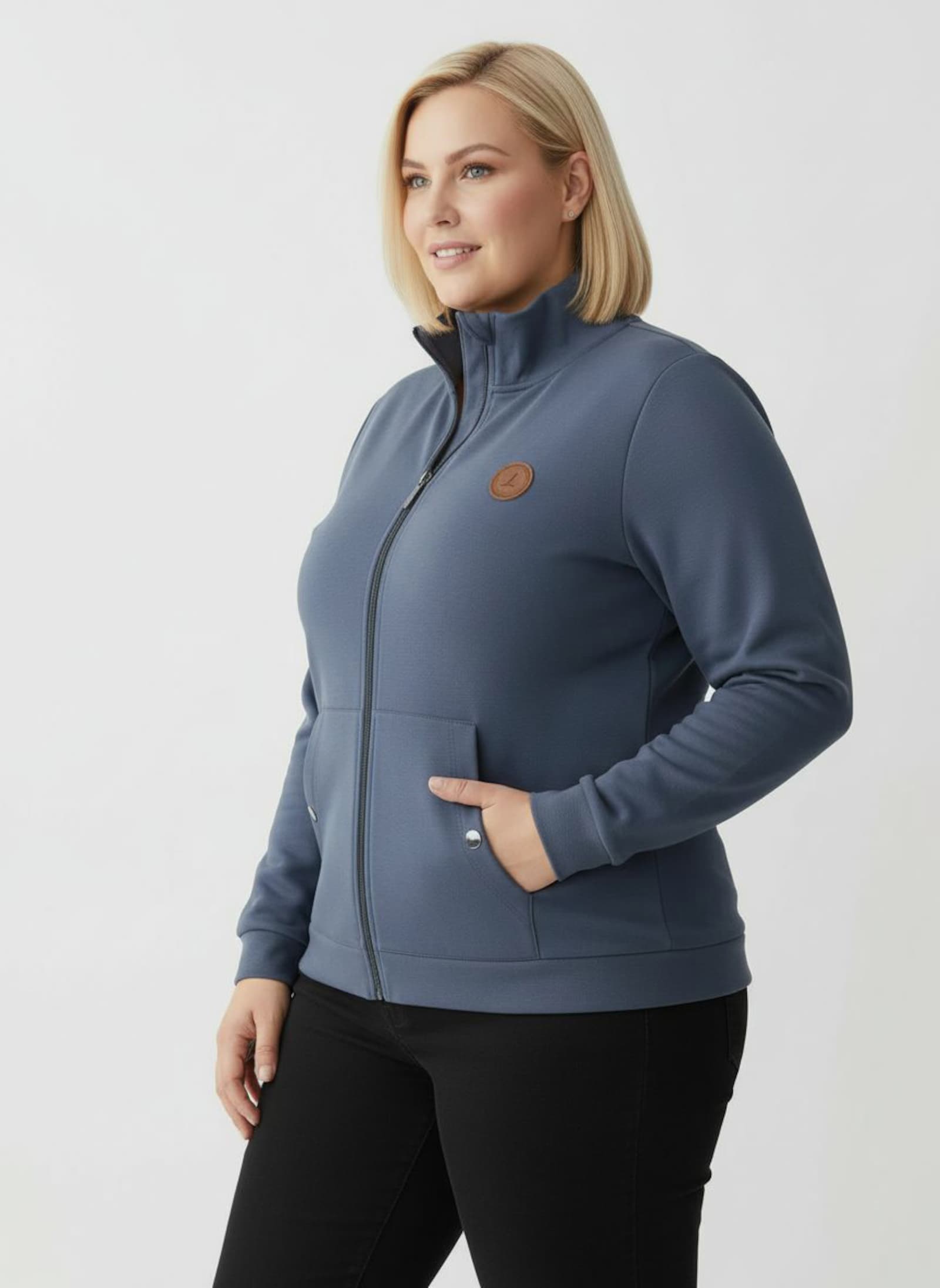 Shirtjacke mit Känguru-Taschen - rauchblau