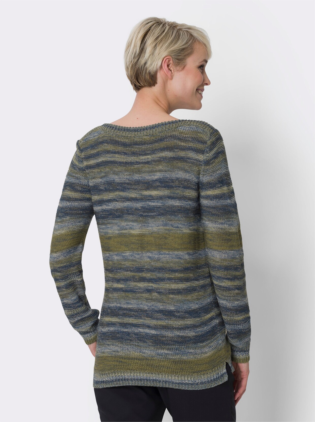 Pullover met lange mouwen - jeansblauw/rietgroen gemêleerd