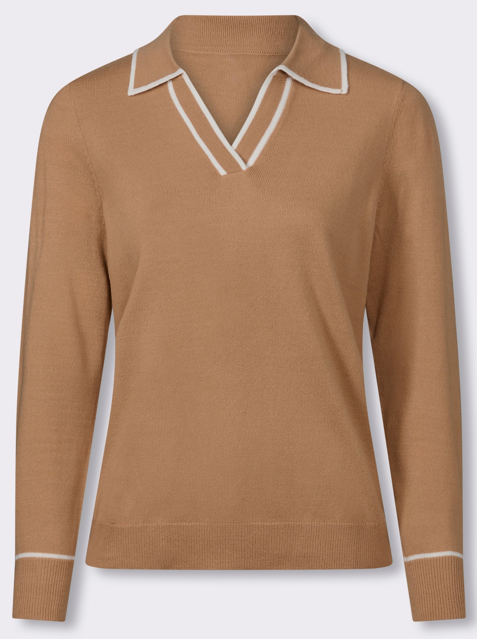 Polopullover mit Kontrast-Details - camel