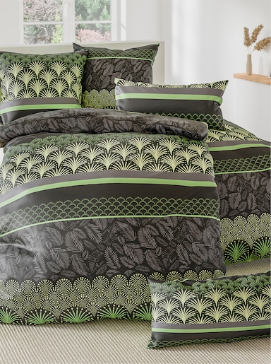 wäschepur Bettwäsche - anthrazit-apfel-bedruckt