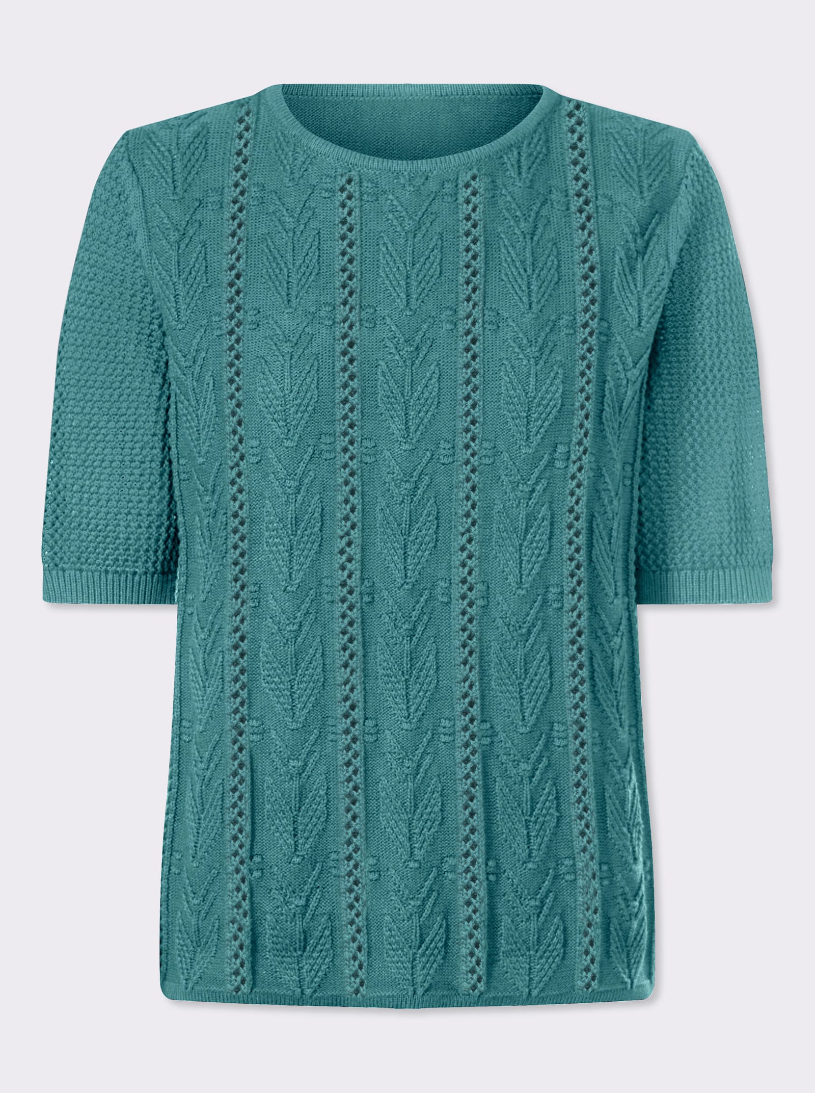 Tröja med hålmönster av ren bomull - ocean