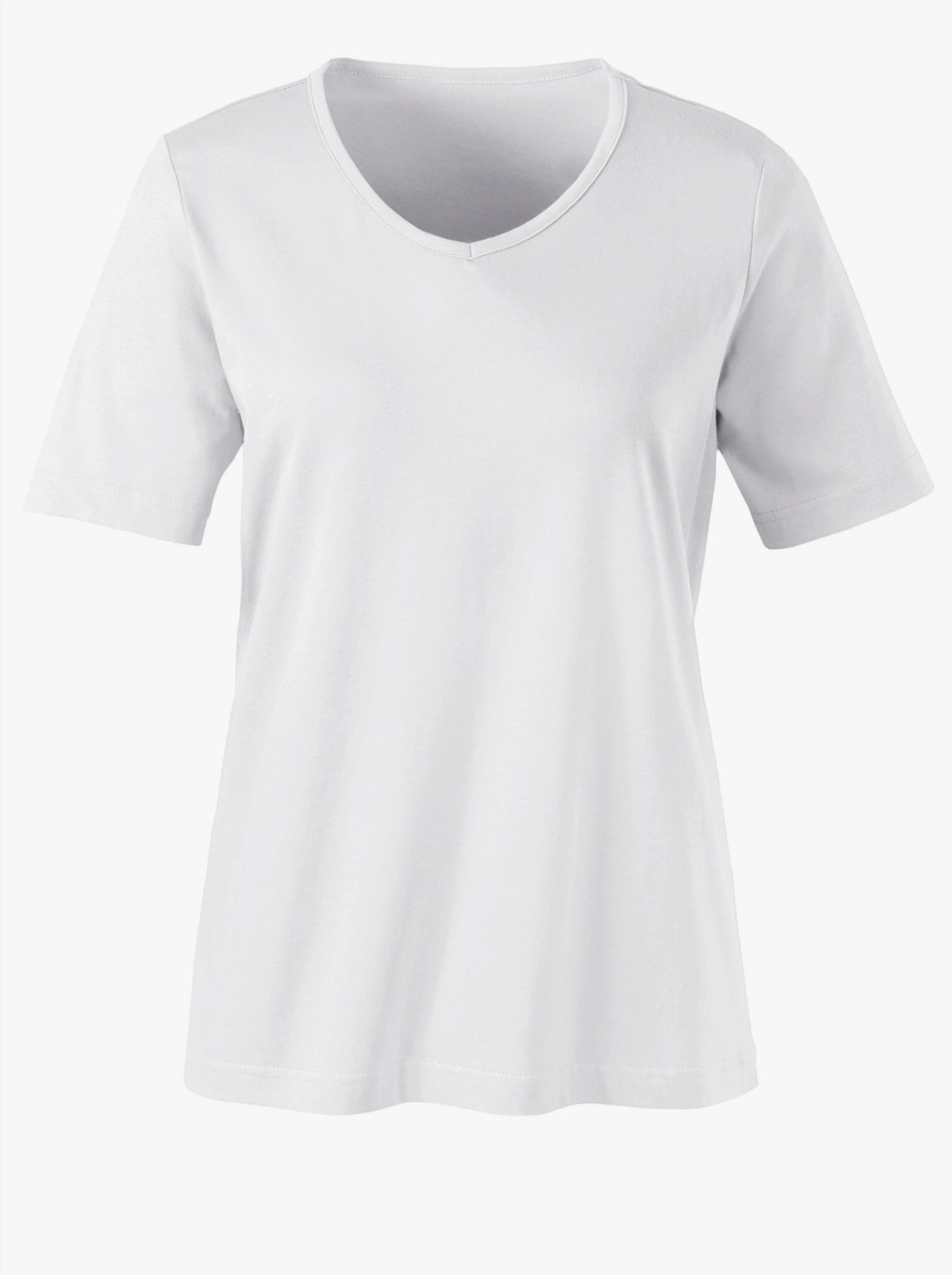 Kurzarmshirt mit V-Ausschnitt - weiß