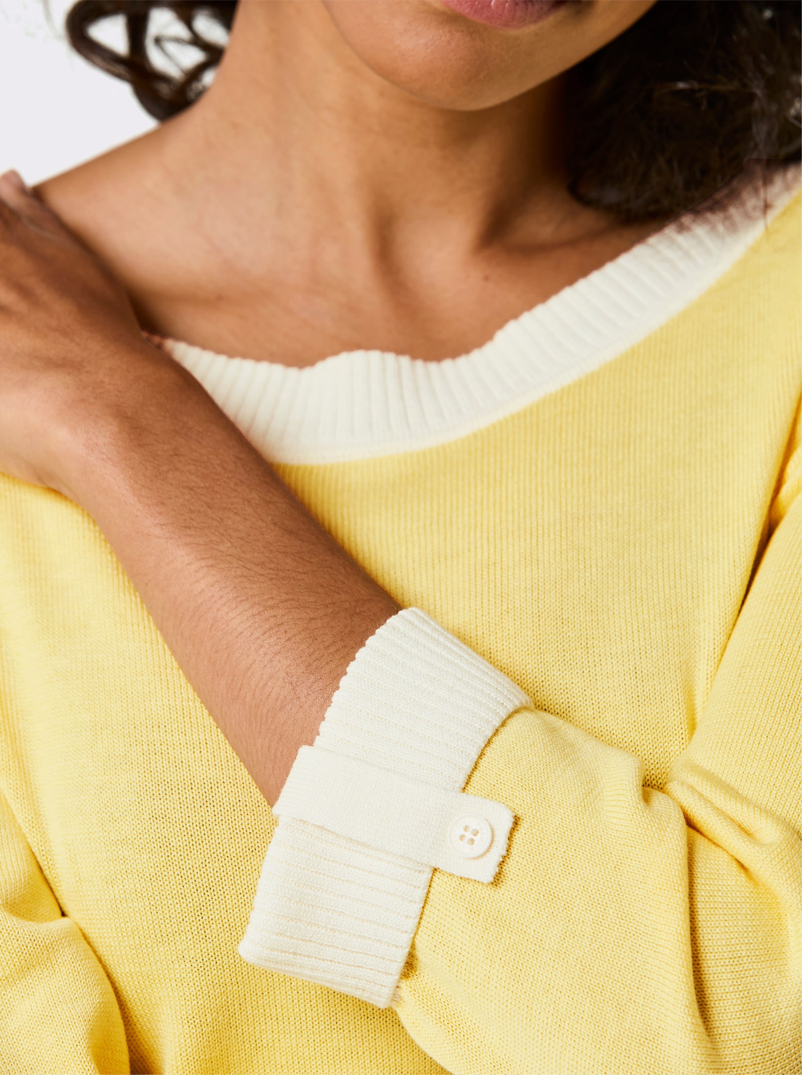 CREATION L PREMIUM 3/4 Arm-Pullover mit Seiden-Anteil - zitrone