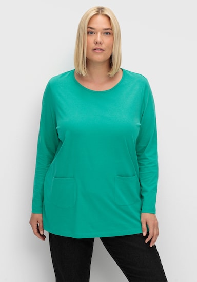 Longshirt mit aufgesetzten Taschen - smaragd