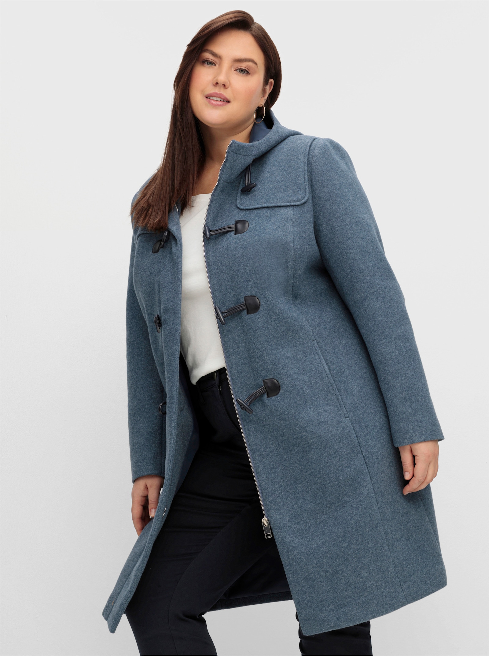 sheego Dufflecoat mit Knebelknöpfen - taubenblau