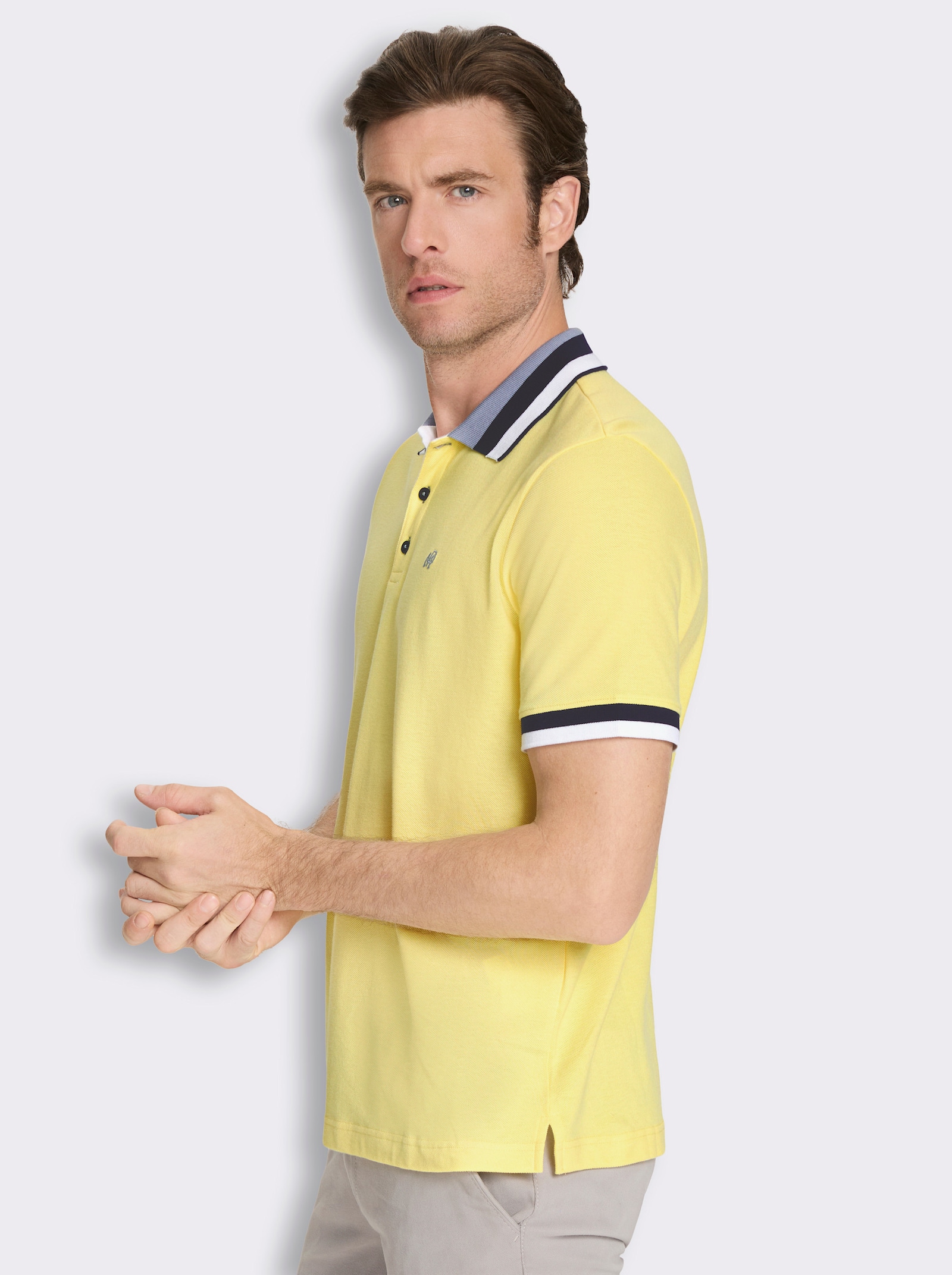 Marco Donati Kurzarmshirt in Pikee-Qualität - zitrone