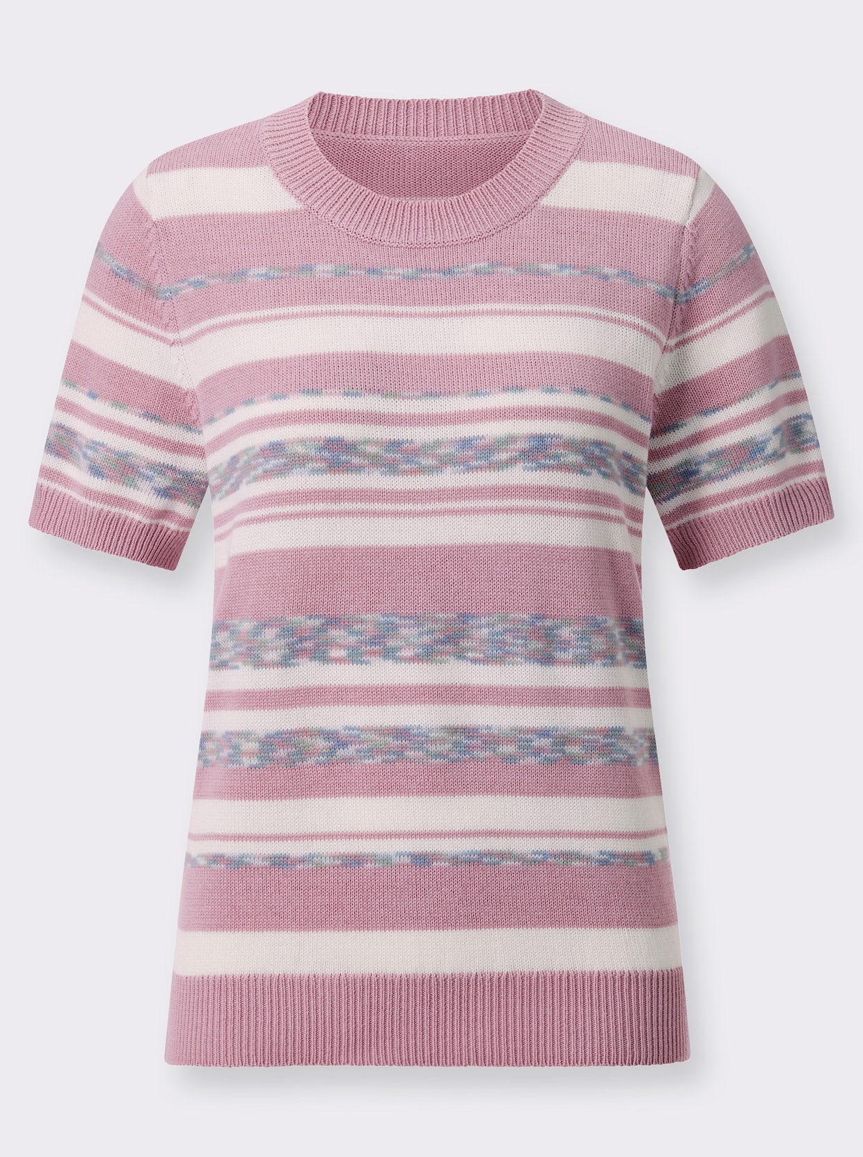 Pullover - roze/ecru gestreept