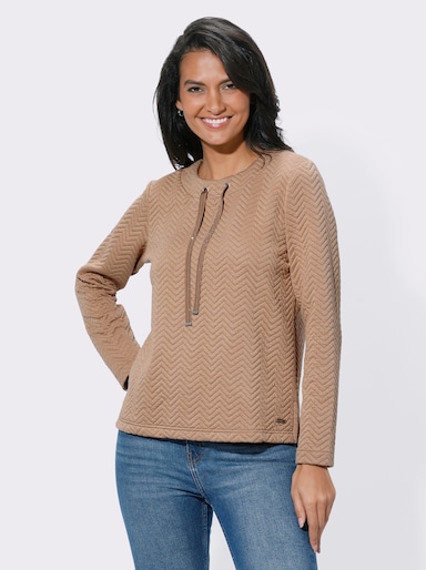 Sweatshirt mit Seitenschlitzen - camel