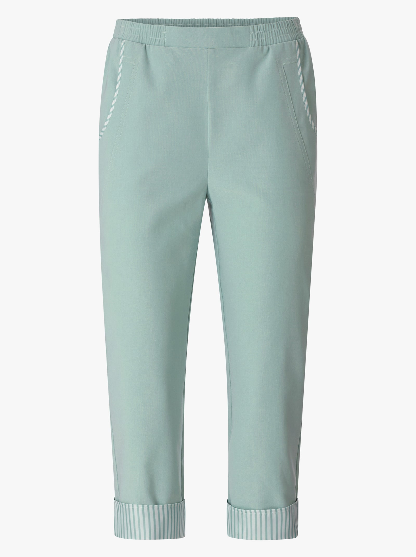 Capribroek met contraststrepen - kalkmint