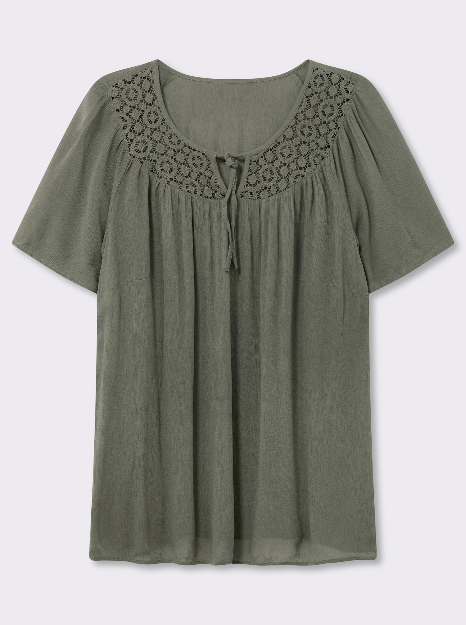 Tunika mit Spitzen-Einsatz - khaki