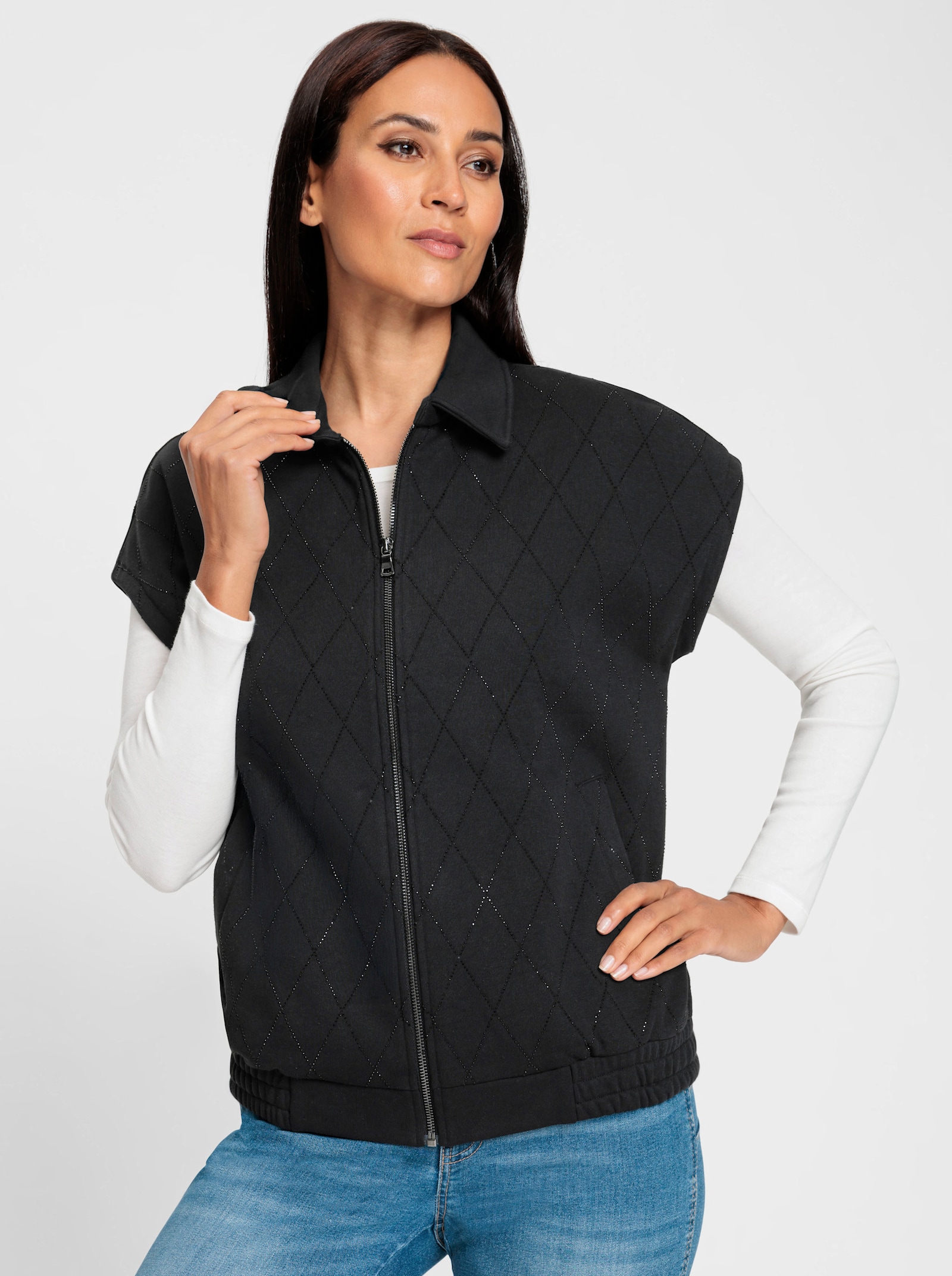 heine Sweatvest met glitteraccenten - zwart