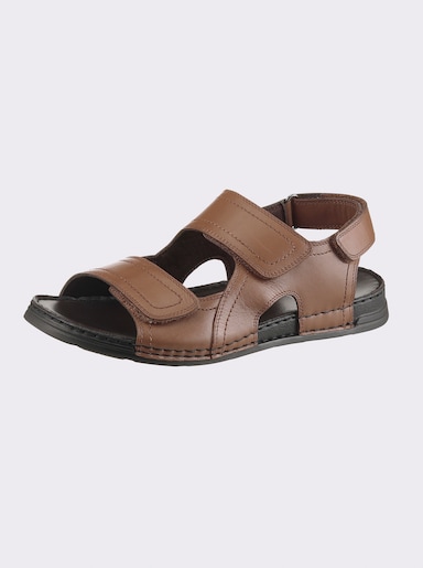 airsoft comfort+ Sandale mit 3-fachem Klettverschluss - cognac