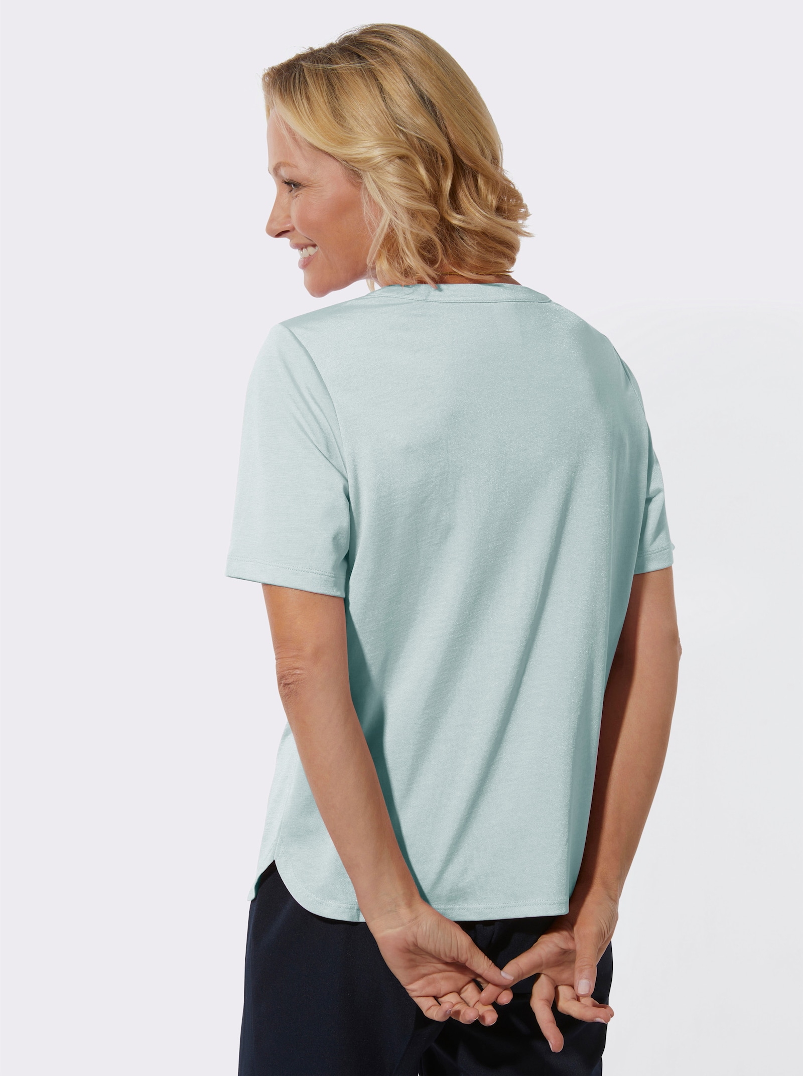 Kurzarmshirt in formstabiler Jersey-Qualität - kalkmint