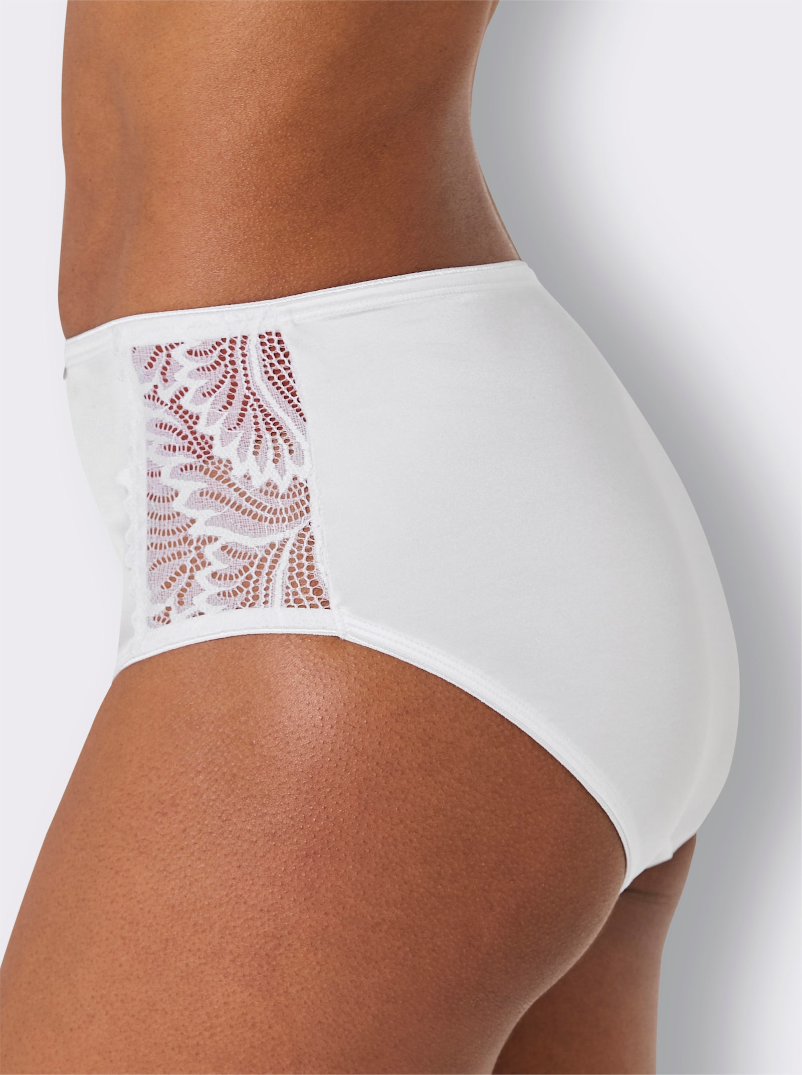 wäschepur Hüftslip mit seitlichem Spitzeneinsatz - weiß